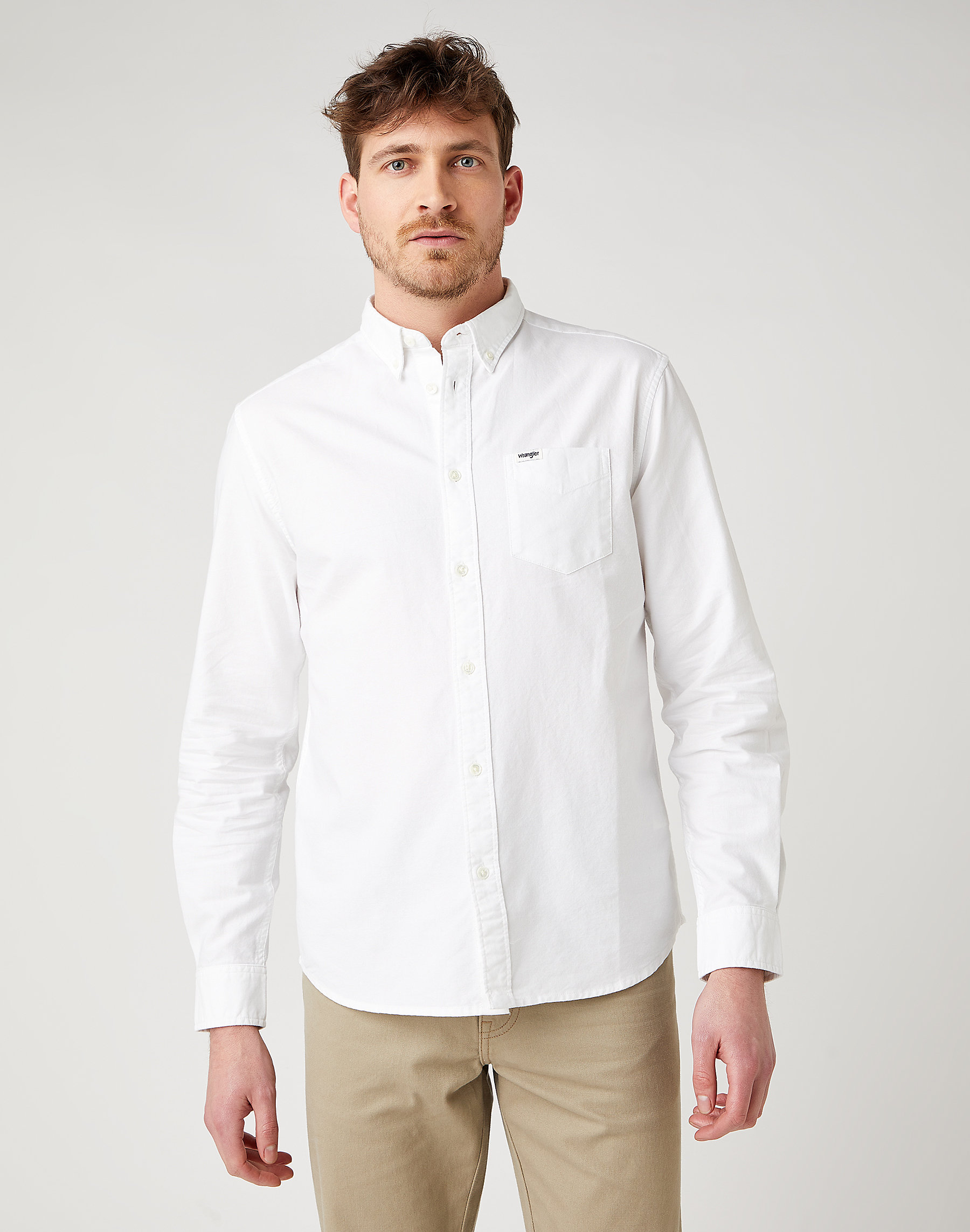 Pánská košile WRANGLER W5A3BM989 LS 1PKT SHIRT White Velikost: M