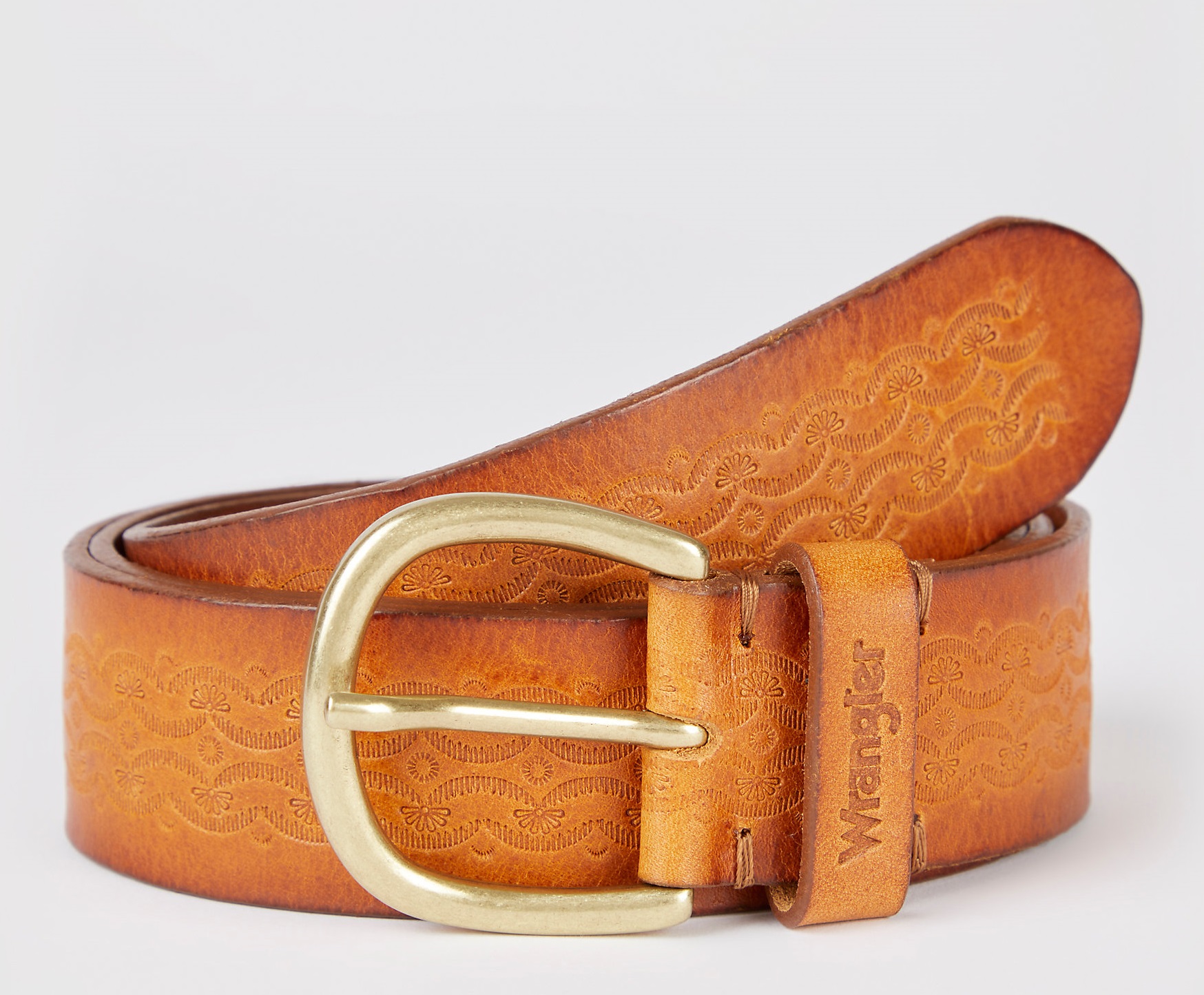 Dámský kožený opasek WRANGLER W0H0U1X81 FESTIVAL BELT Cognac Velikost: 75 cm