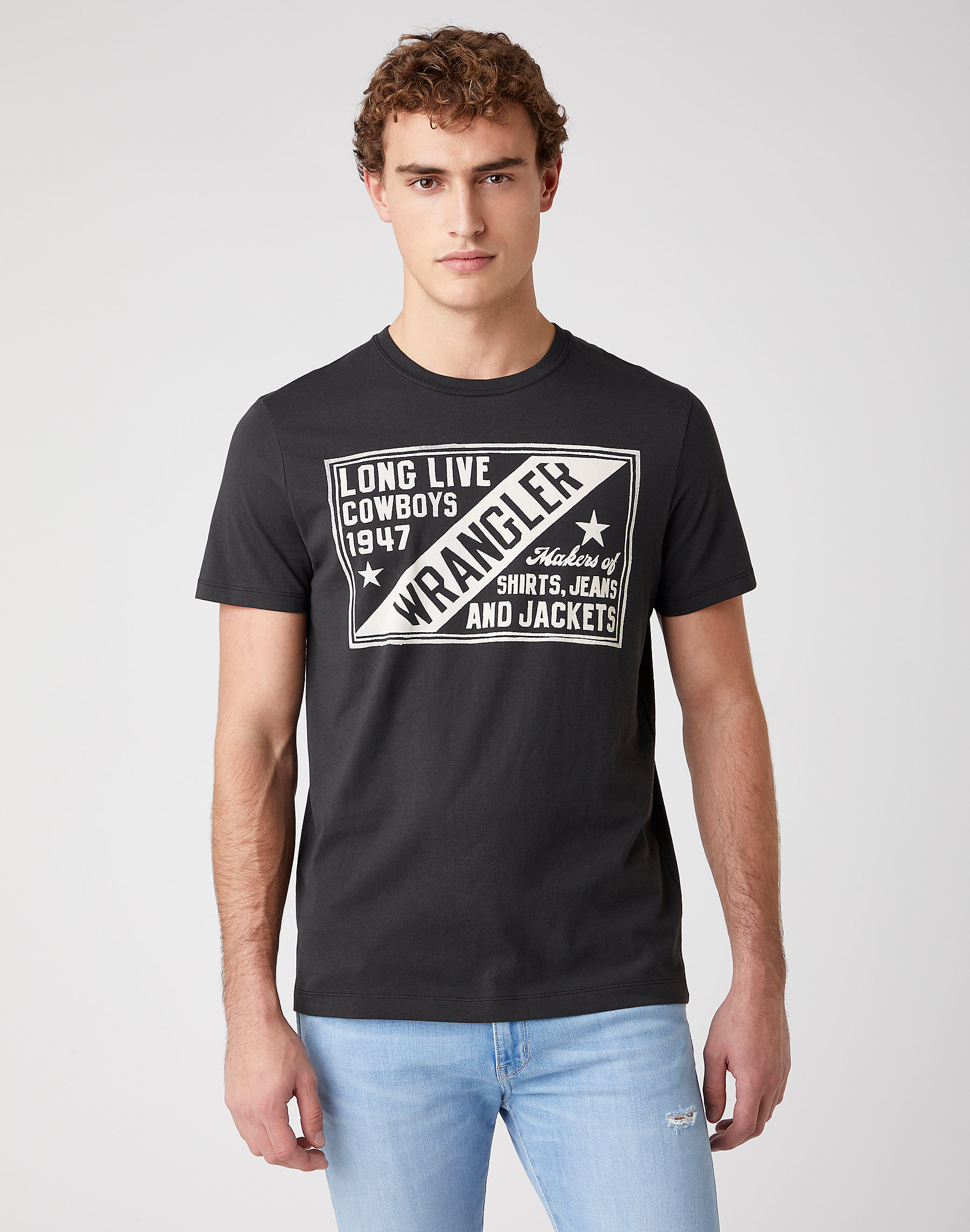 Pánské tričko WRANGLER W7AGD3XV6 SS AMERICANA TEE Faded Black Velikost: XXXL