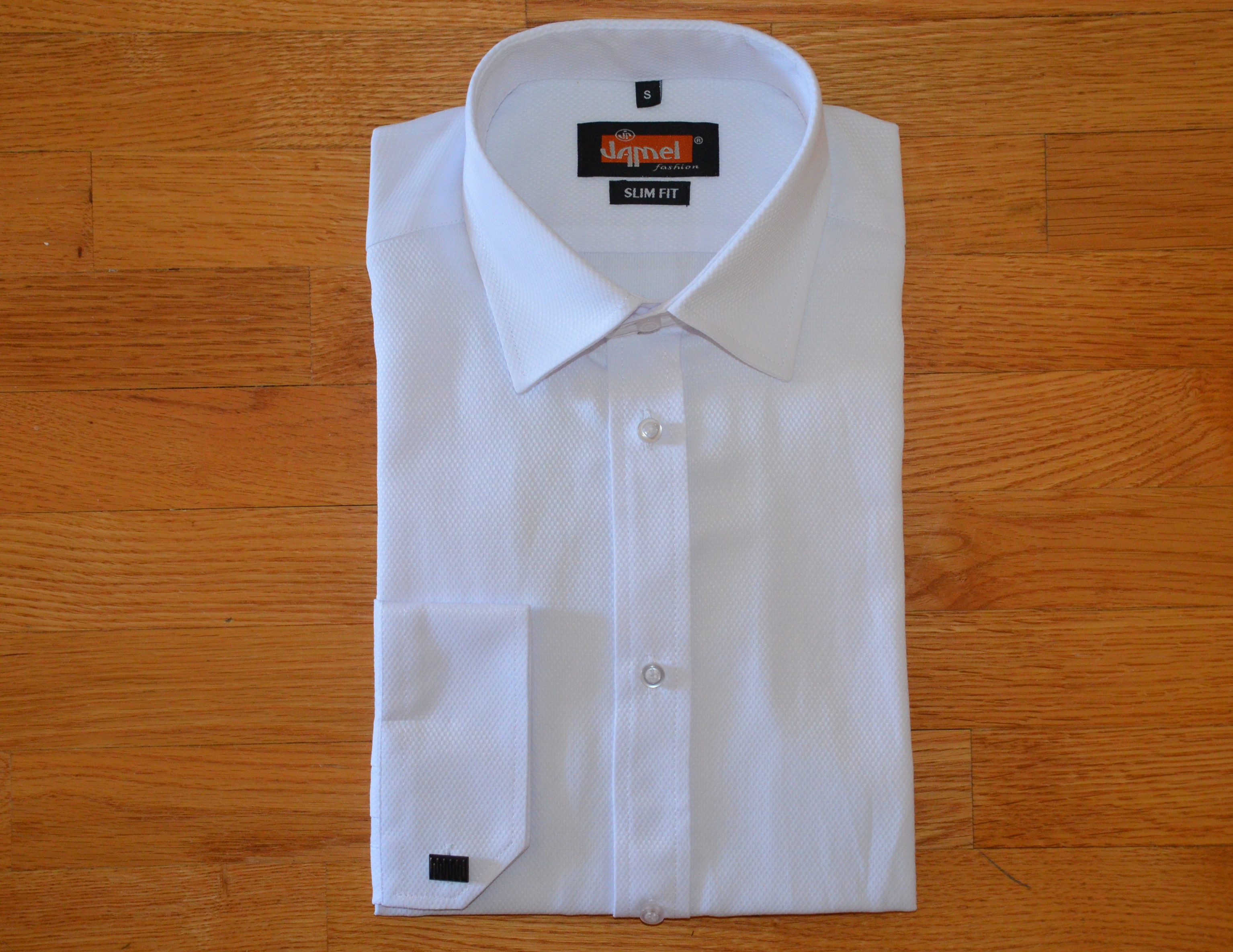 Pánská košile dlouhý rukáv Jamel Fashion 570 003/01 SLIM FIT Bílá jemný vzor manžetový knoflík Velikost: 45-46 XXL