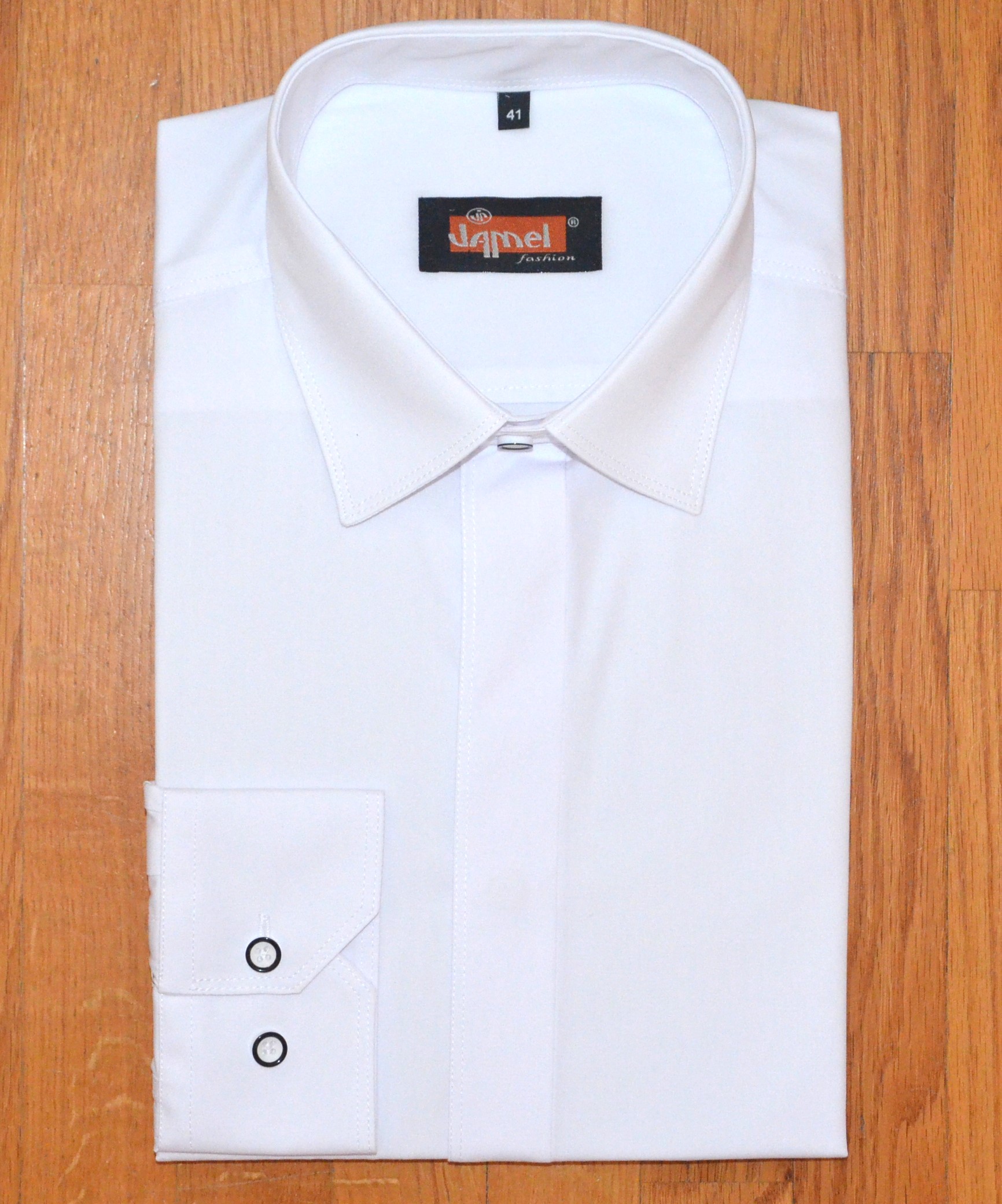 Pánská košile dlouhý rukáv Jamel Fashion 563 101/20 001/20 REGULAR FIT Bílá zakrytá léga Velikost: 43