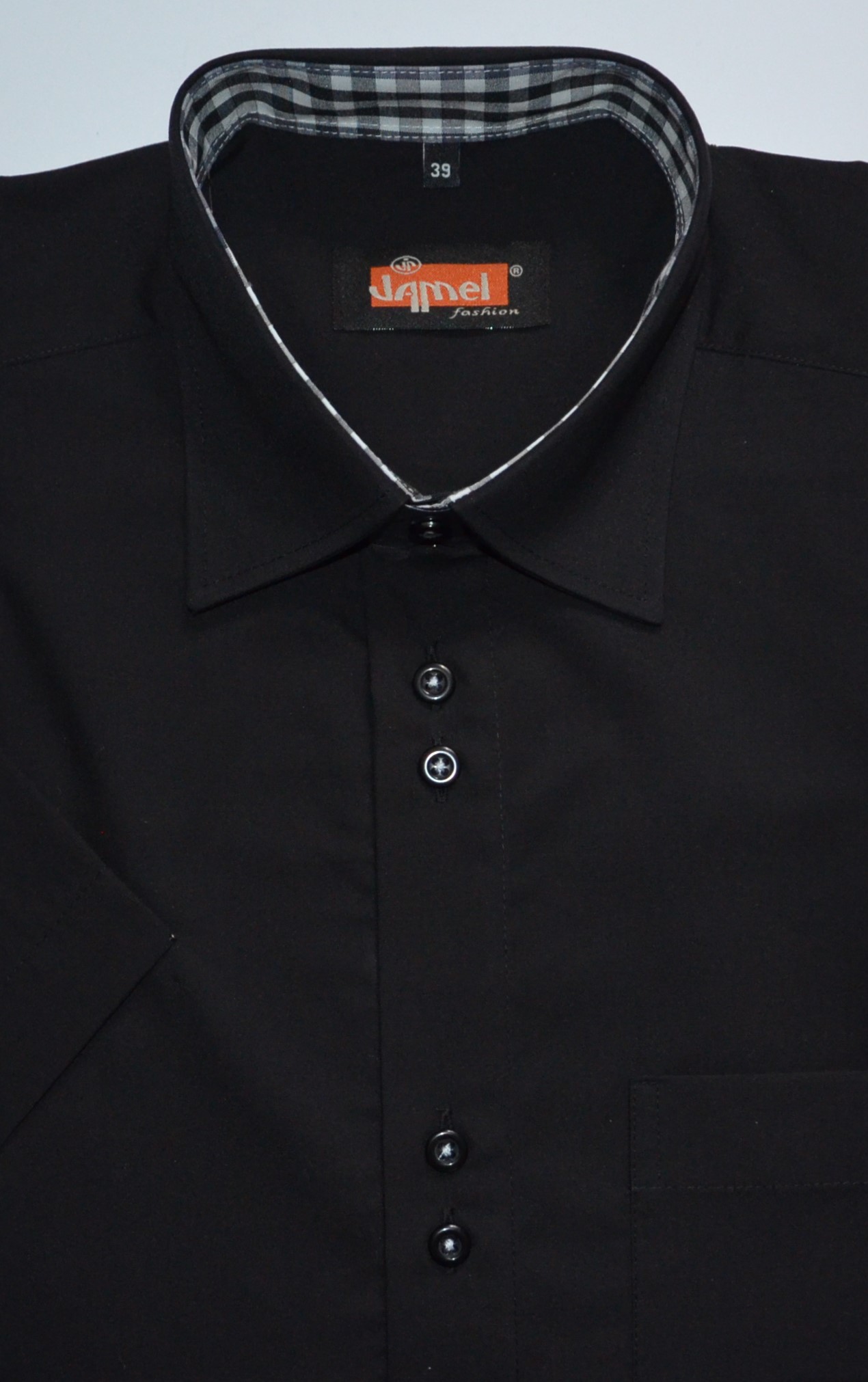 Pánská košile krátký rukáv Jamel Fashion 502 305/11 černá Classic Fit Velikost: 39