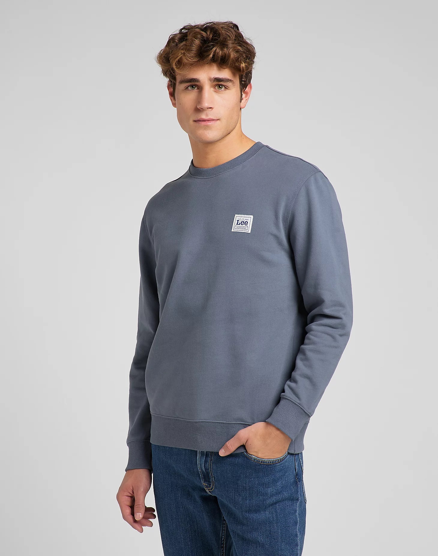 Pánská mikina LEE L85AJCTX BRANDED CREW SWS Washed Grey Velikost: XXXL