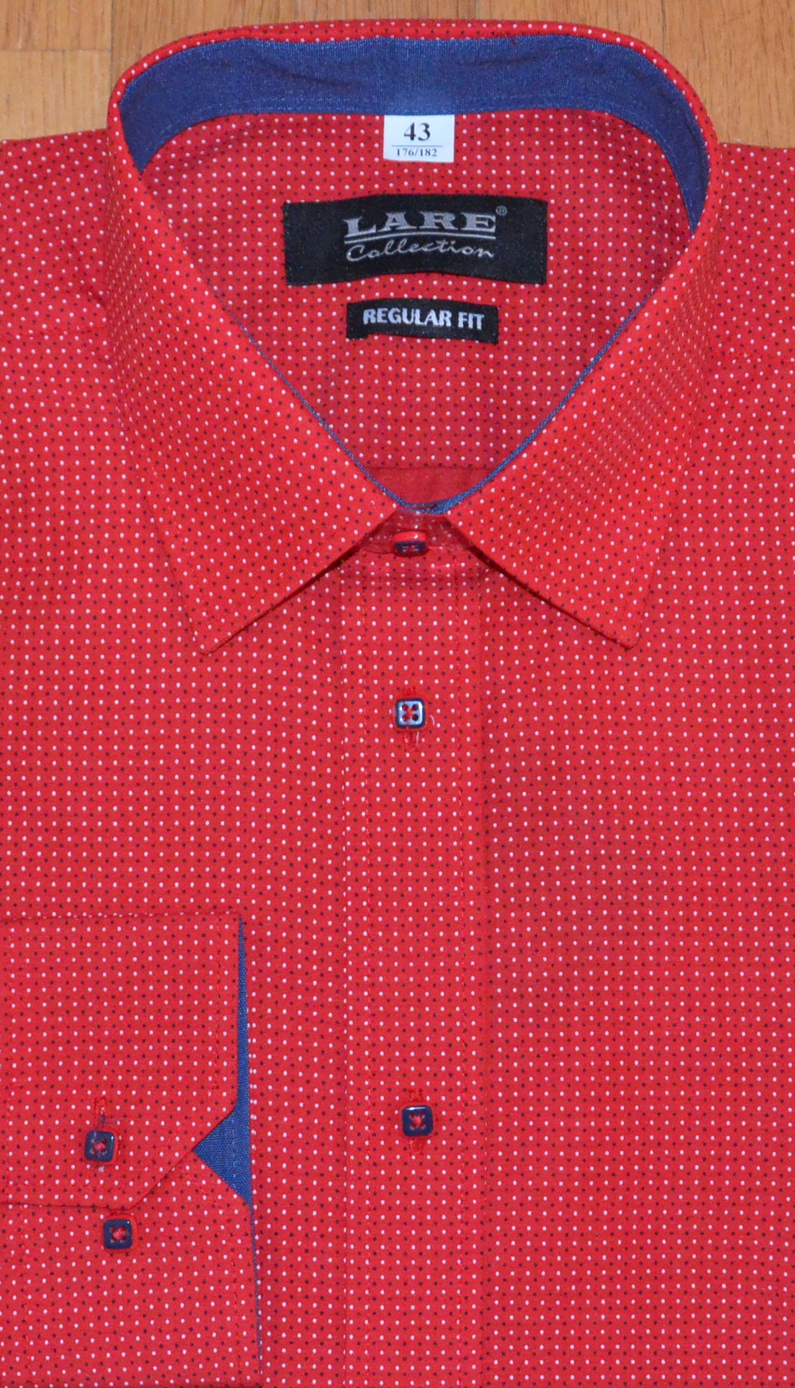 LARE Collection Pánská košile dlouhý rukáv LARE REGULAR FIT G219 Prodloužená Velikost: 45-46