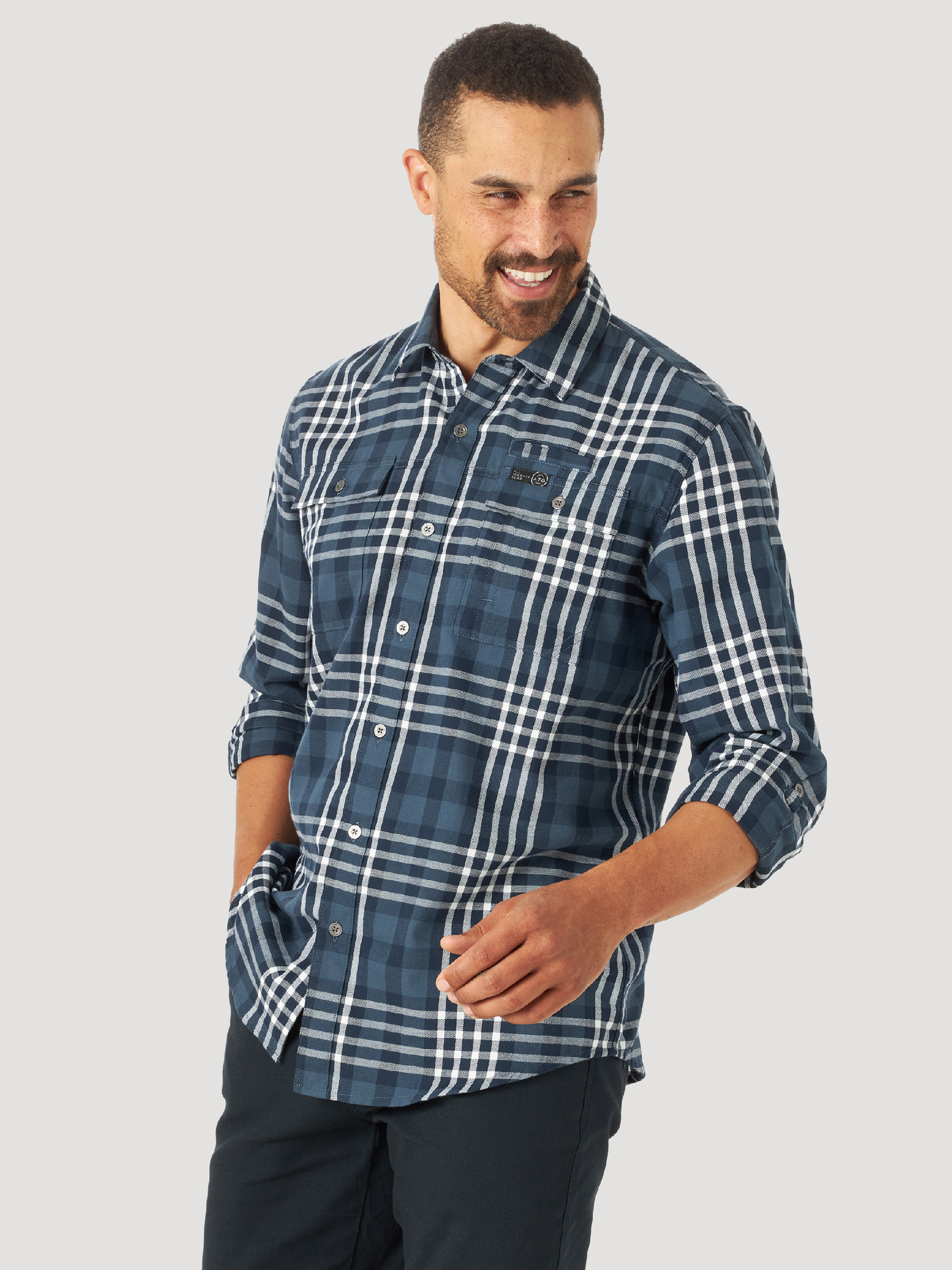 Pánská košile WRANGLER WA5N7LX1O LS RECYCL FLANNEL SH Midnight Navy Velikost: XXL