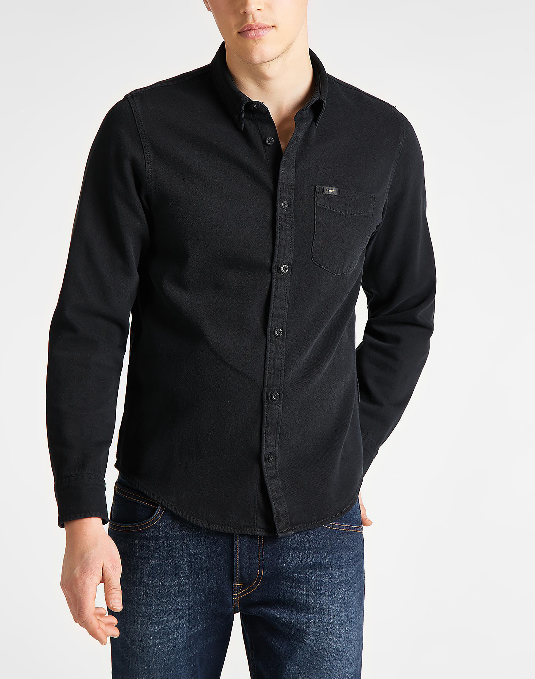 Pánská košile LEE L880PA01 LEE BUTTON DOWN Black Velikost: S