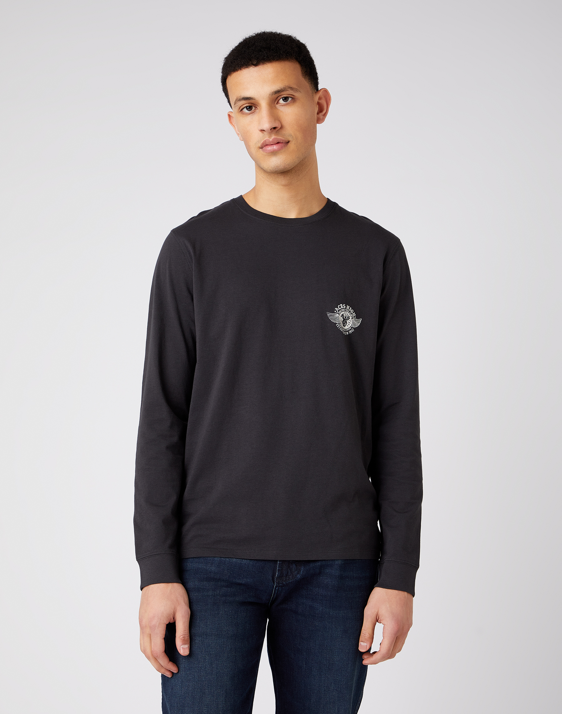 Pánské triko WRANGLER W7K5D3XV6 LS BIKER TEE Faded Black Velikost: XXXL