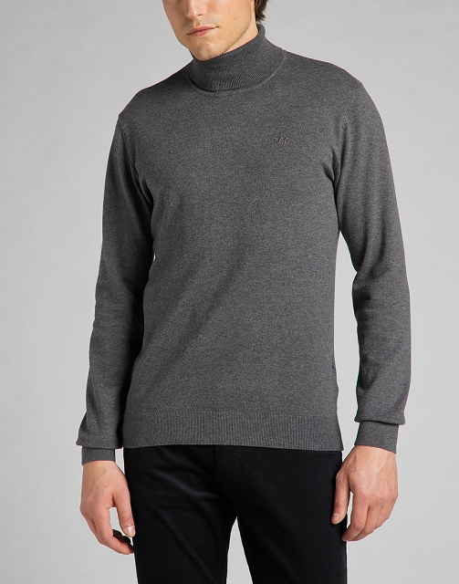 Pánský svetr s rolákem LEE L83CKF06 HIGH NECK KNIT Dark Grey Mele Velikost: XL