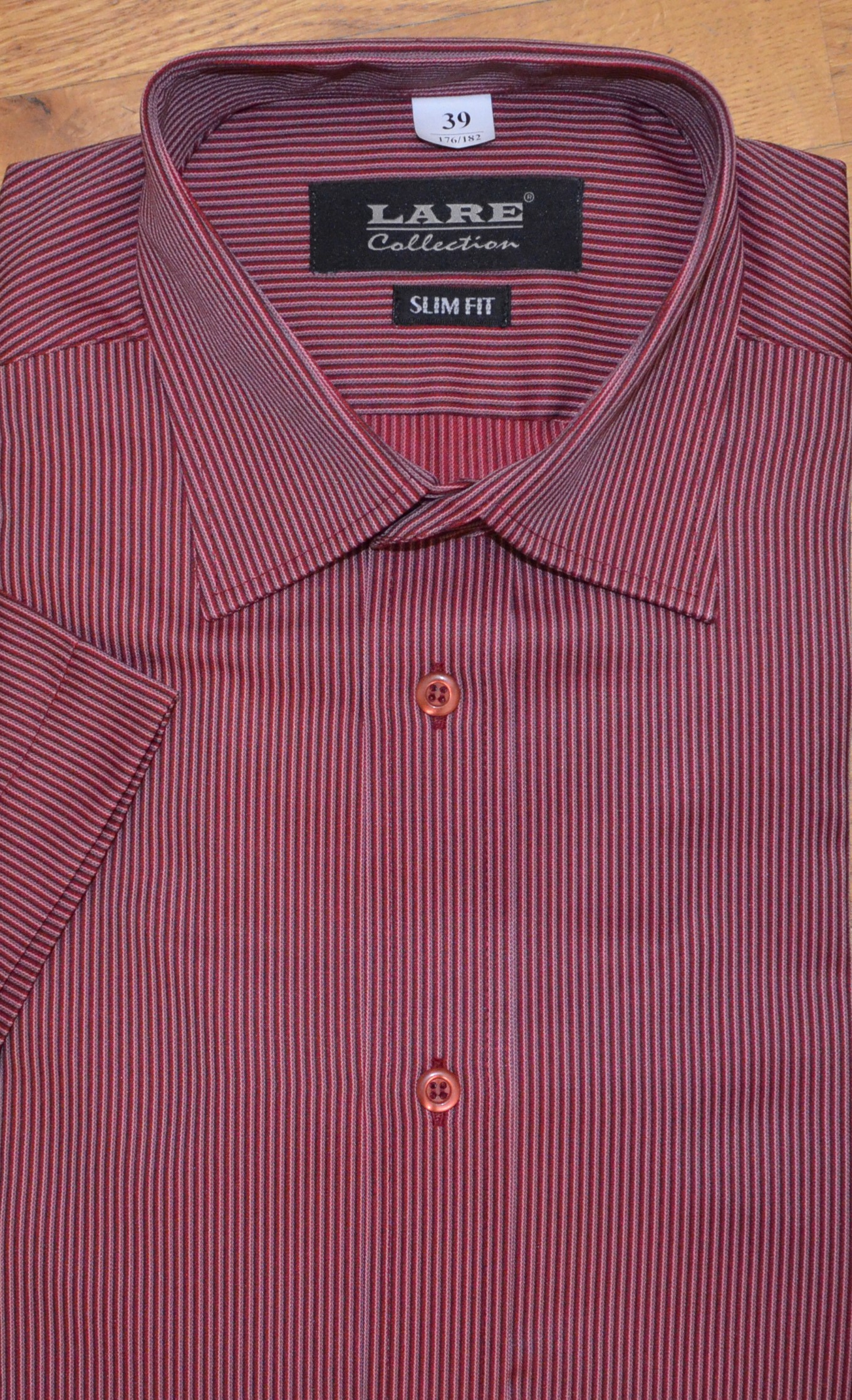 LARE Collection Pánská košile krátký rukáv LARE SLIM FIT L75 Velikost: 39