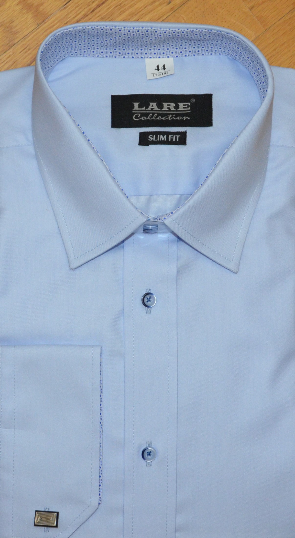 Pánská košile dlouhý rukáv LARE SLIM FIT T197 lze vložit manžetový knoflík Velikost: 44