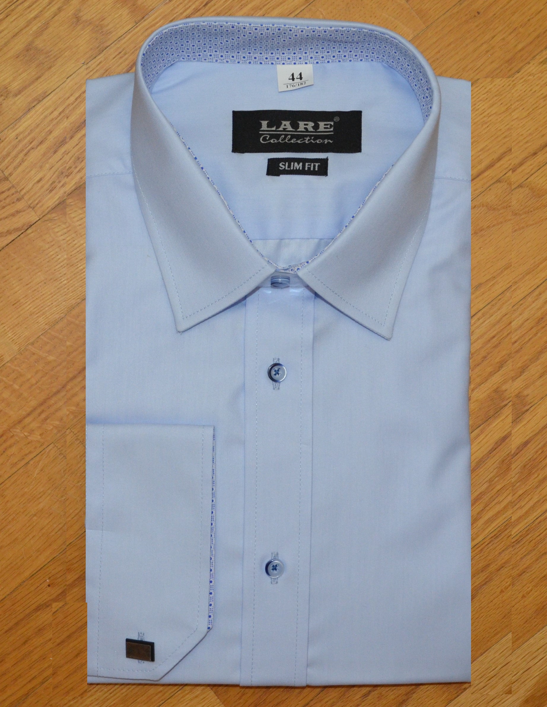 LARE Collection Pánská košile dlouhý rukáv LARE SLIM FIT T197 lze vložit manžetový knoflík Prodloužená Velikost: 45-46