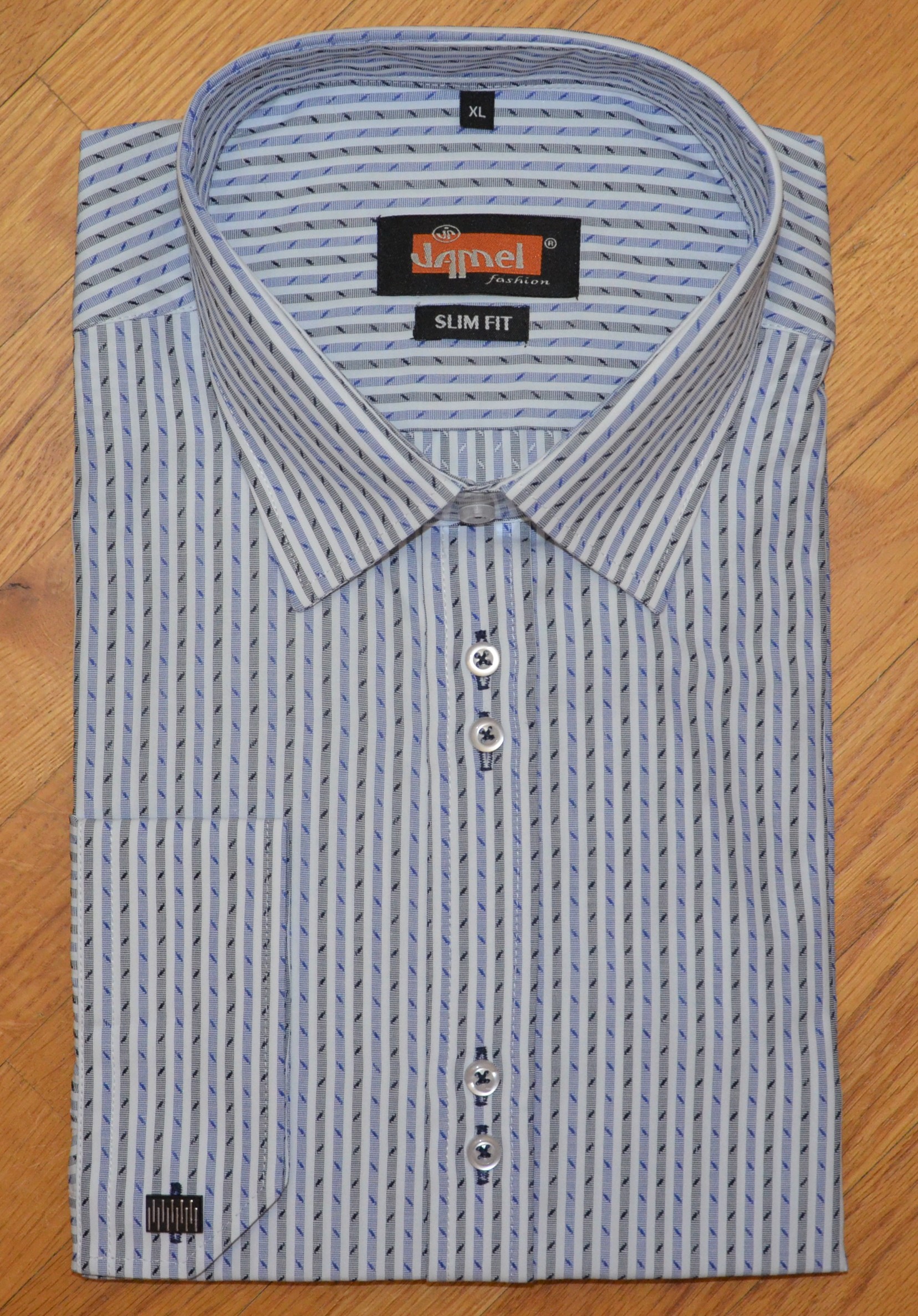 Pánská košile dlouhý rukáv Jamel Fashion 003/07 SLIM FIT lze vložit manžetový knoflík Velikost: 44