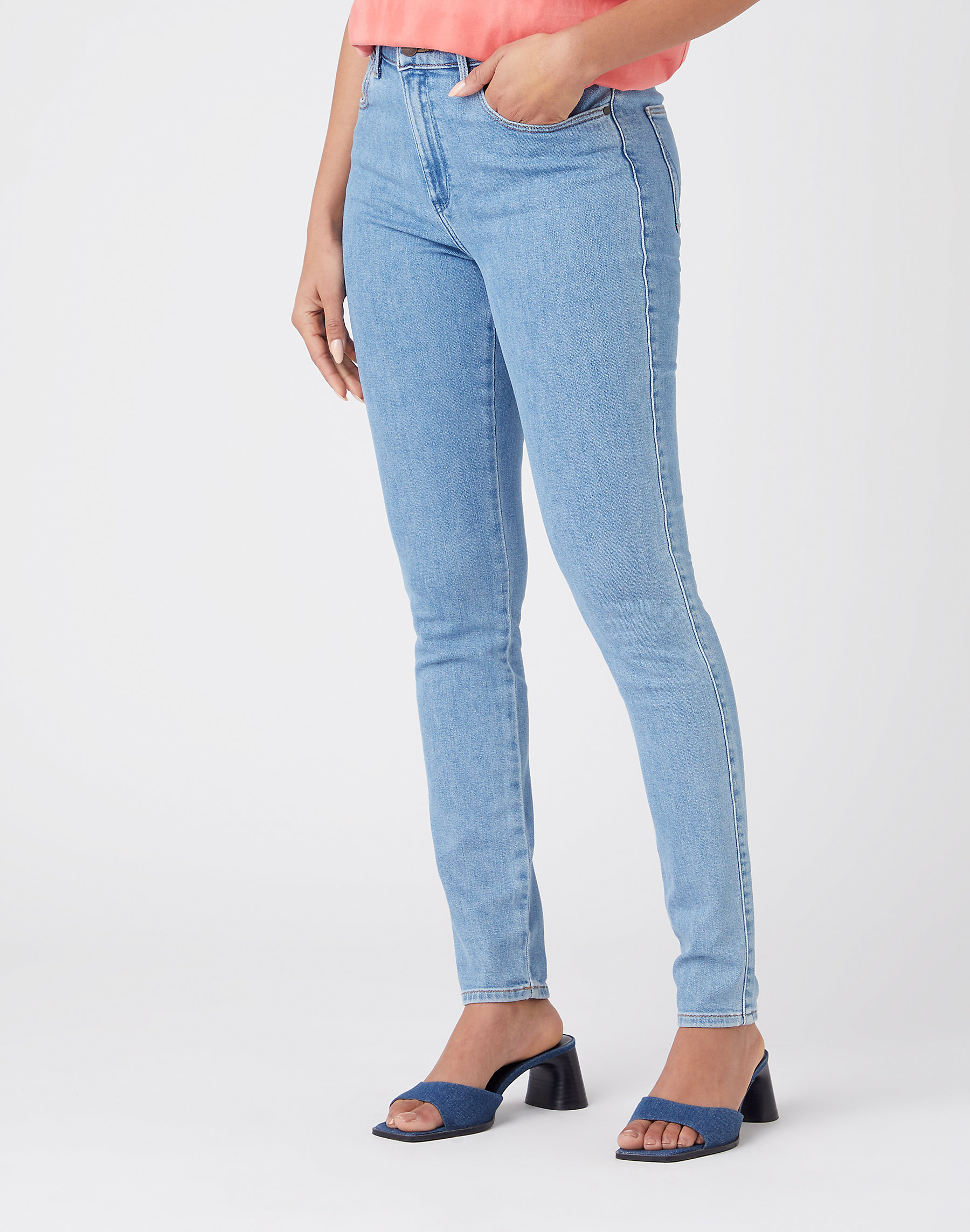 Dámské džíny WRANGLER W27HXR414 HIGH SKINNY Cali Blue Velikost Pas/Délka: 29/30