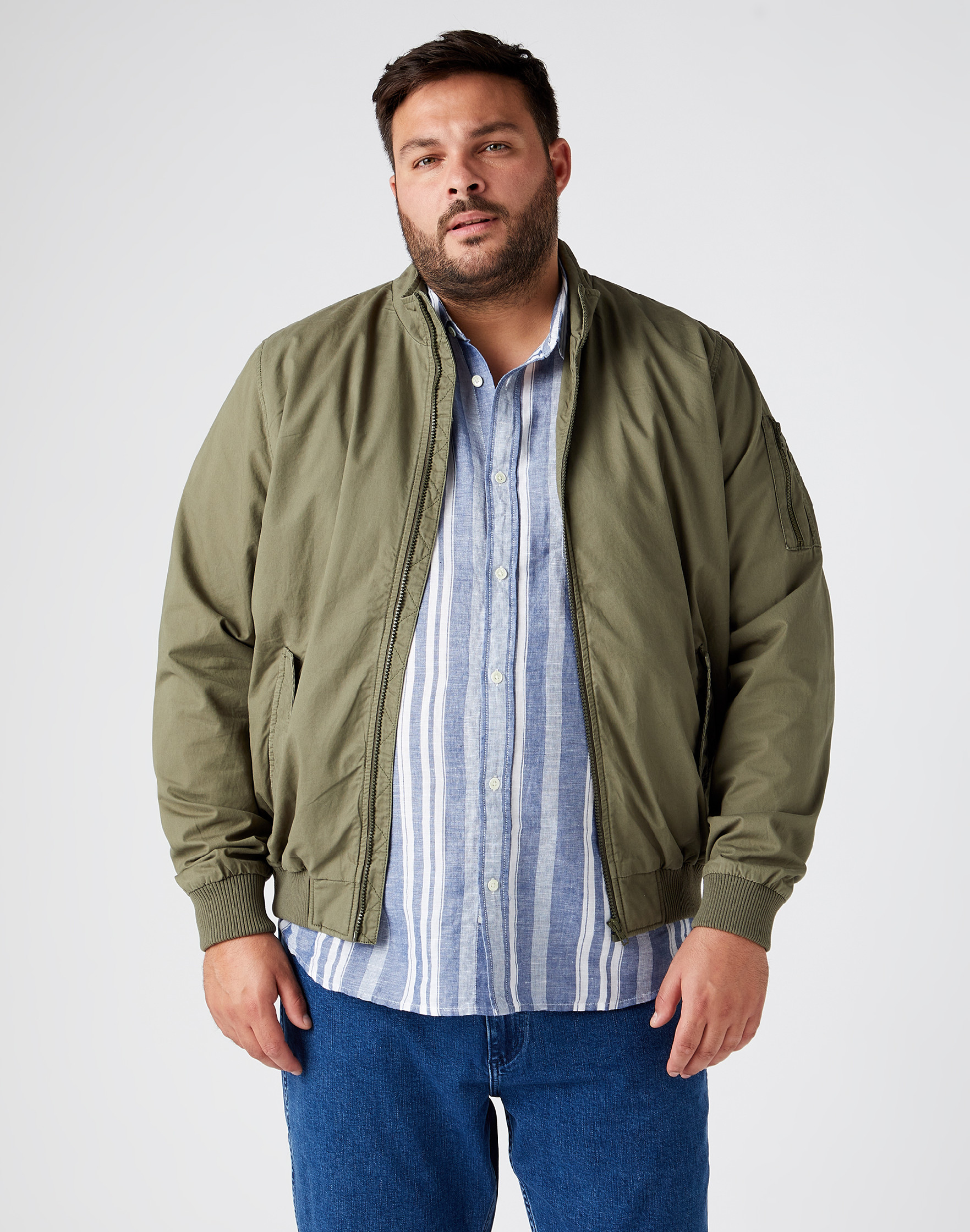 Pánská bunda WRANGLER W4F86PX45 HARRINGTON JKT Dusty Olive Velikost: XL