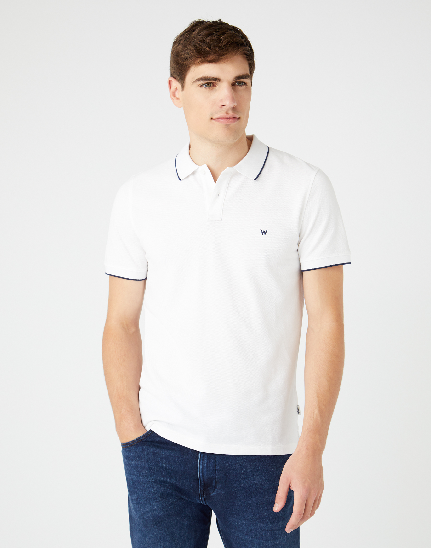 Pánská POLOKOŠILE WRANGLER W7D5K4XW1 SS POLO TEE Real White Velikost: XXXL