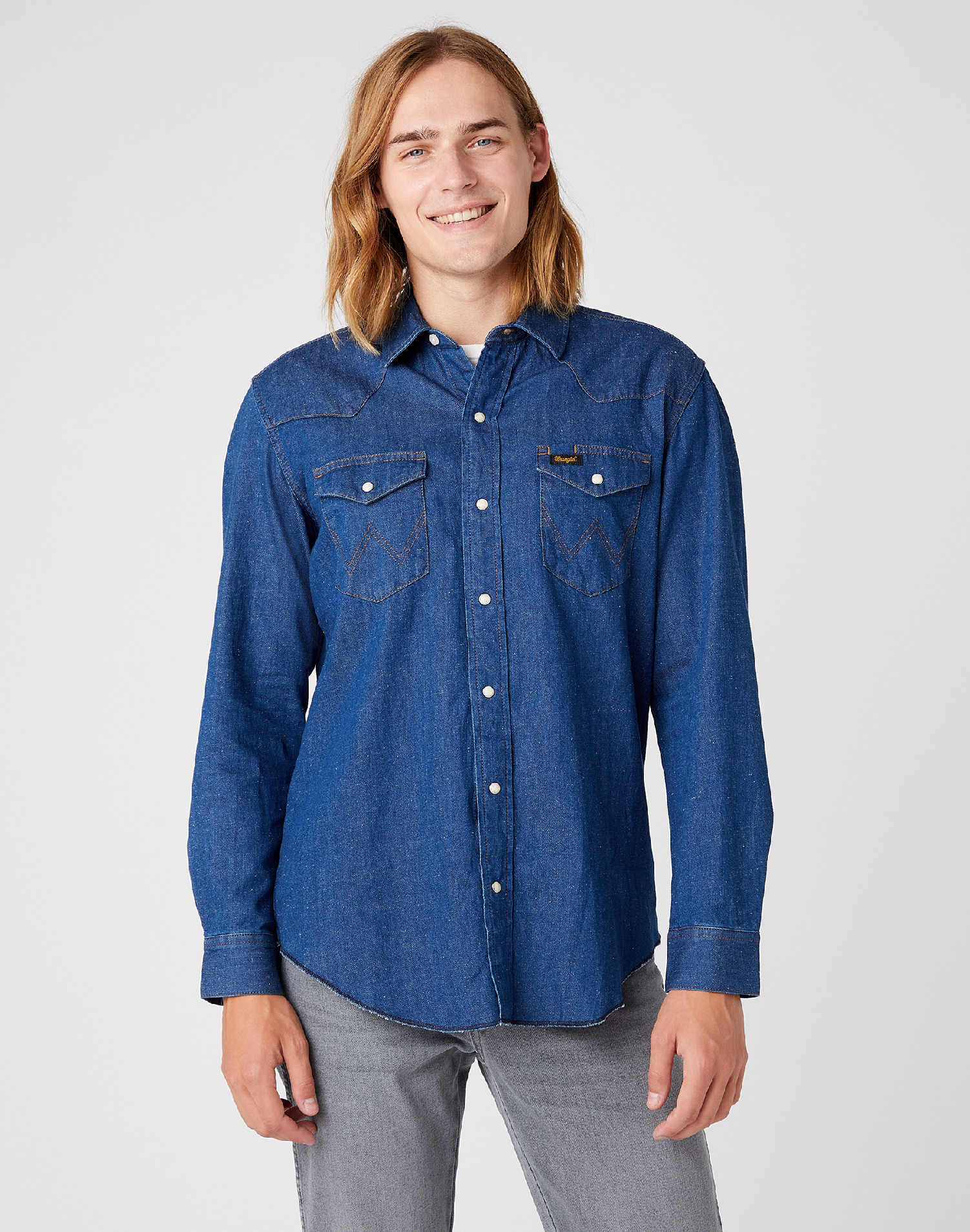 Pánská džínová košile WRANGLER W5D1BKH98 HERITAGE SHIRT Mid Hemp Velikost: XL