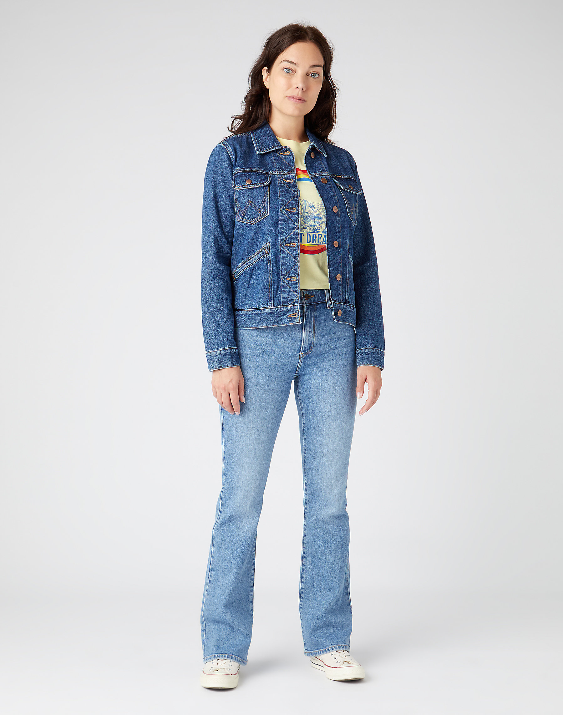 Dámská džínová BUNDA WRANGLER W405LH53N DENIM JACKET River Stone Velikost: XXL