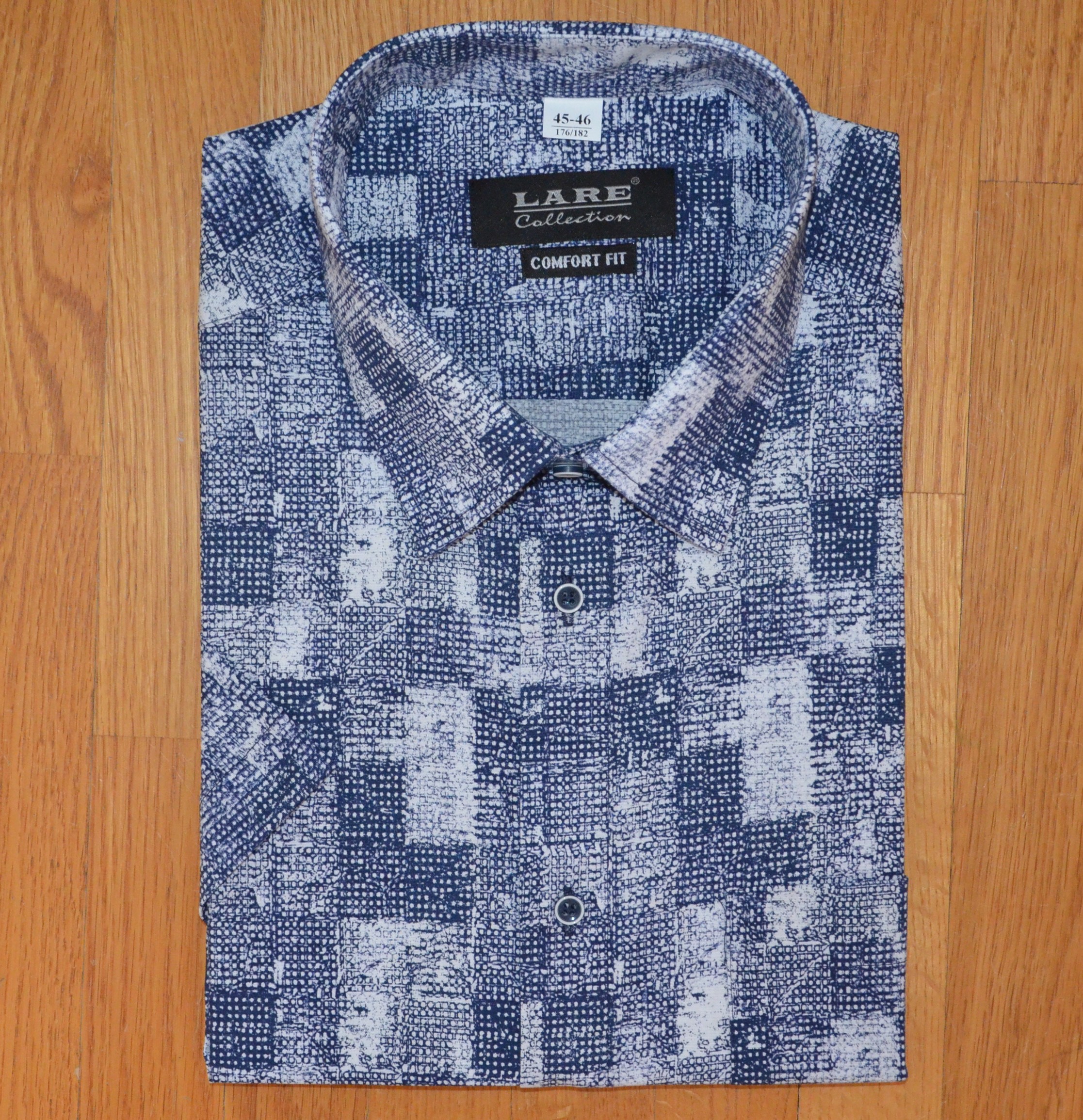 LARE Collection Pánská košile krátký rukáv LARE COMFORT FIT G249 Velikost: 45-46 XXL