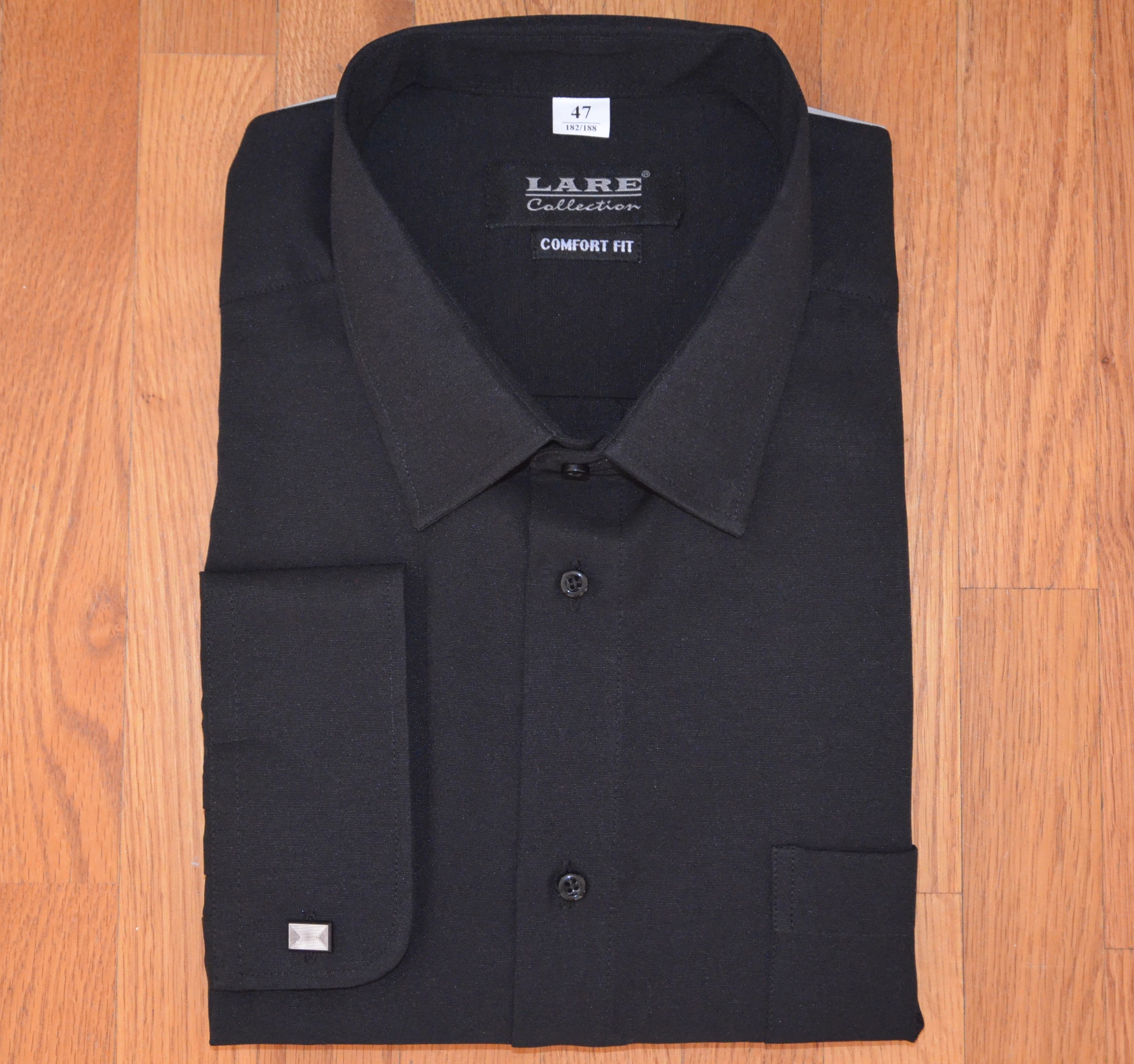 Pánská košile dlouhý rukáv LARE COMFORT FIT černá A36 na manžetový knoflík Velikost: 50