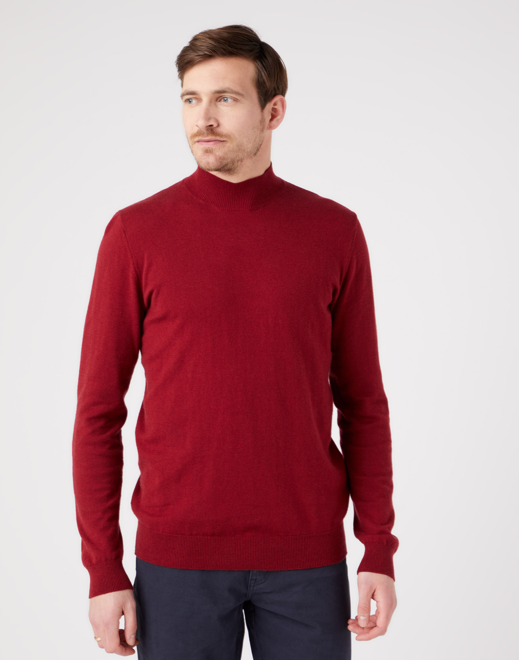 Pánský svetr se stojáčkem W8D12PXRO WRANGLER SEASONAL KNIT Rhubarb Red Velikost: M