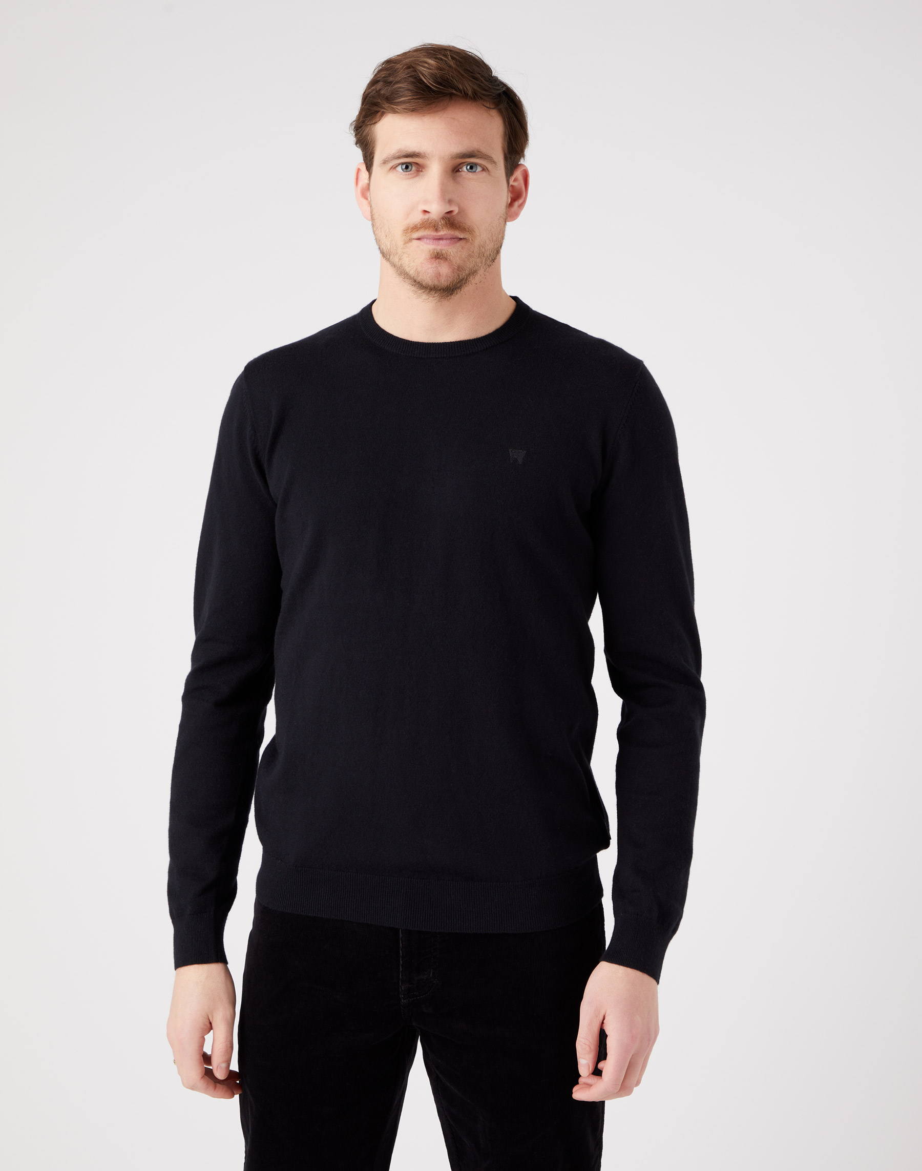 Pánský svetr WRANGLER W8A02P100 CREWNECK KNIT Black Velikost: S