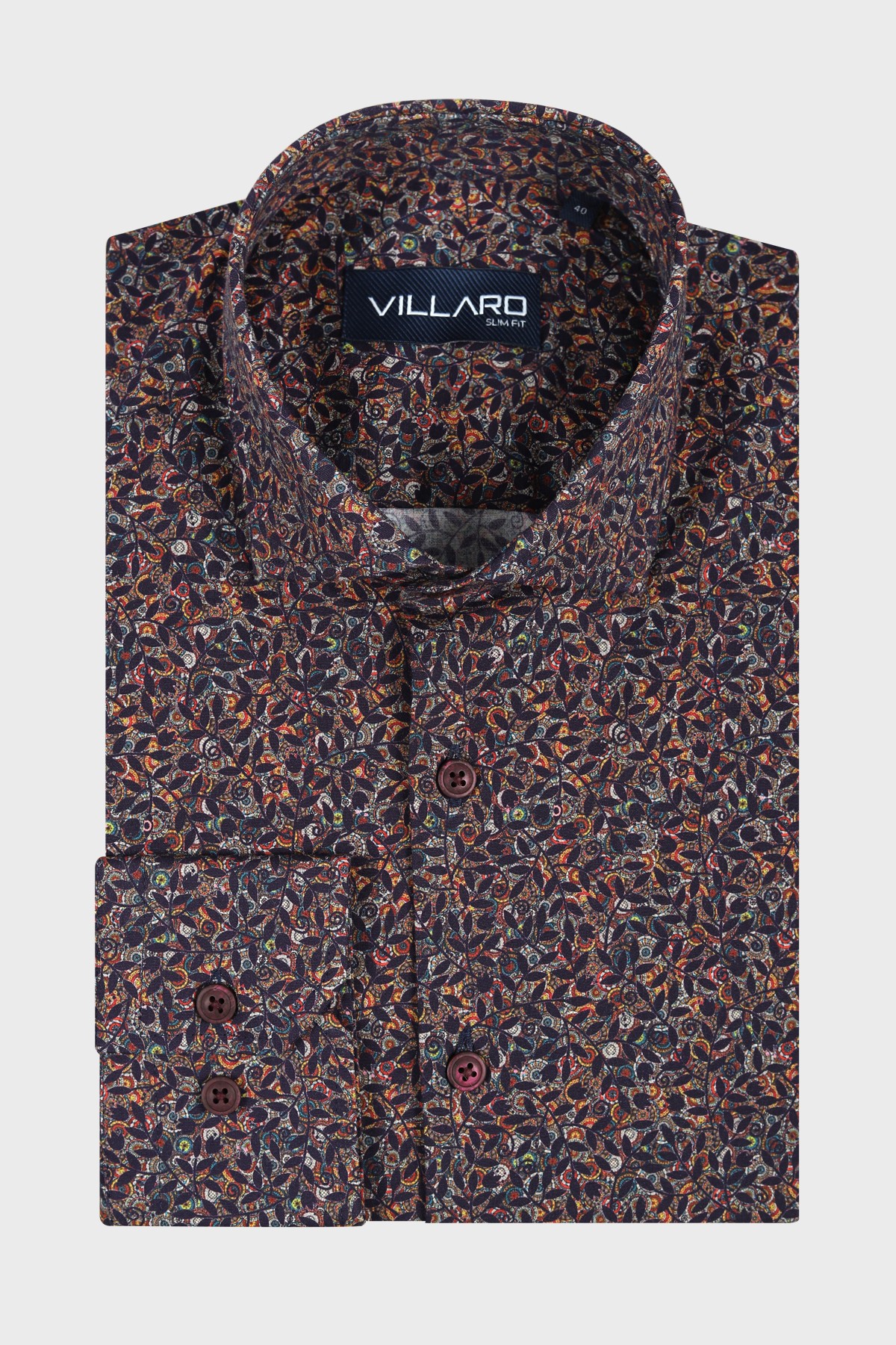 Pánská košile dlouhý rukáv VILLARO by MMER H105DSL Slim Fit vzorovaná Velikost: 40