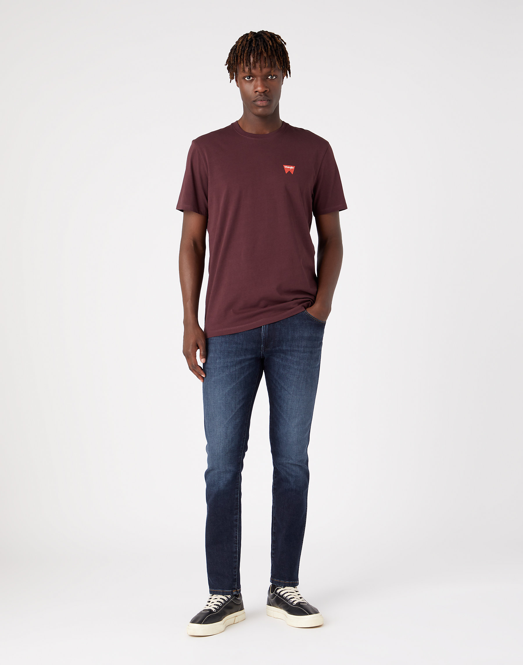 Pánské tričko WRANGLER W70MD3XU1 SIGN OFF TEE Aubergine Velikost: 4XL