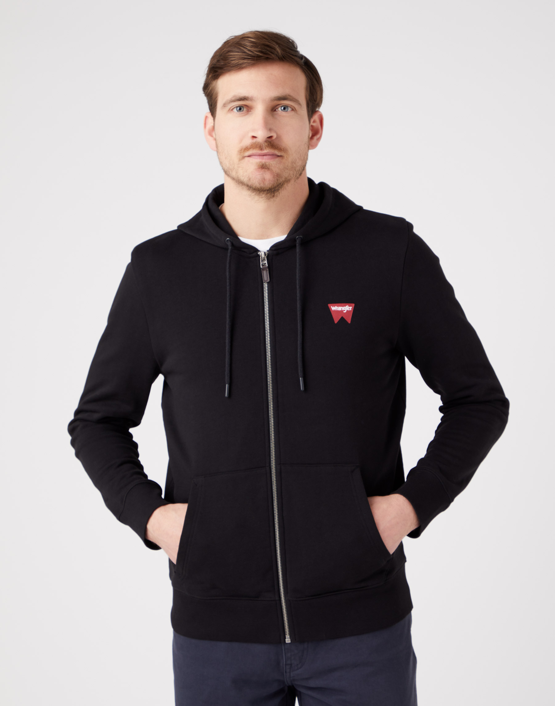 Pánská mikina WRANGLER W664HA100 ZIP THRU HOODIE Black Velikost: M