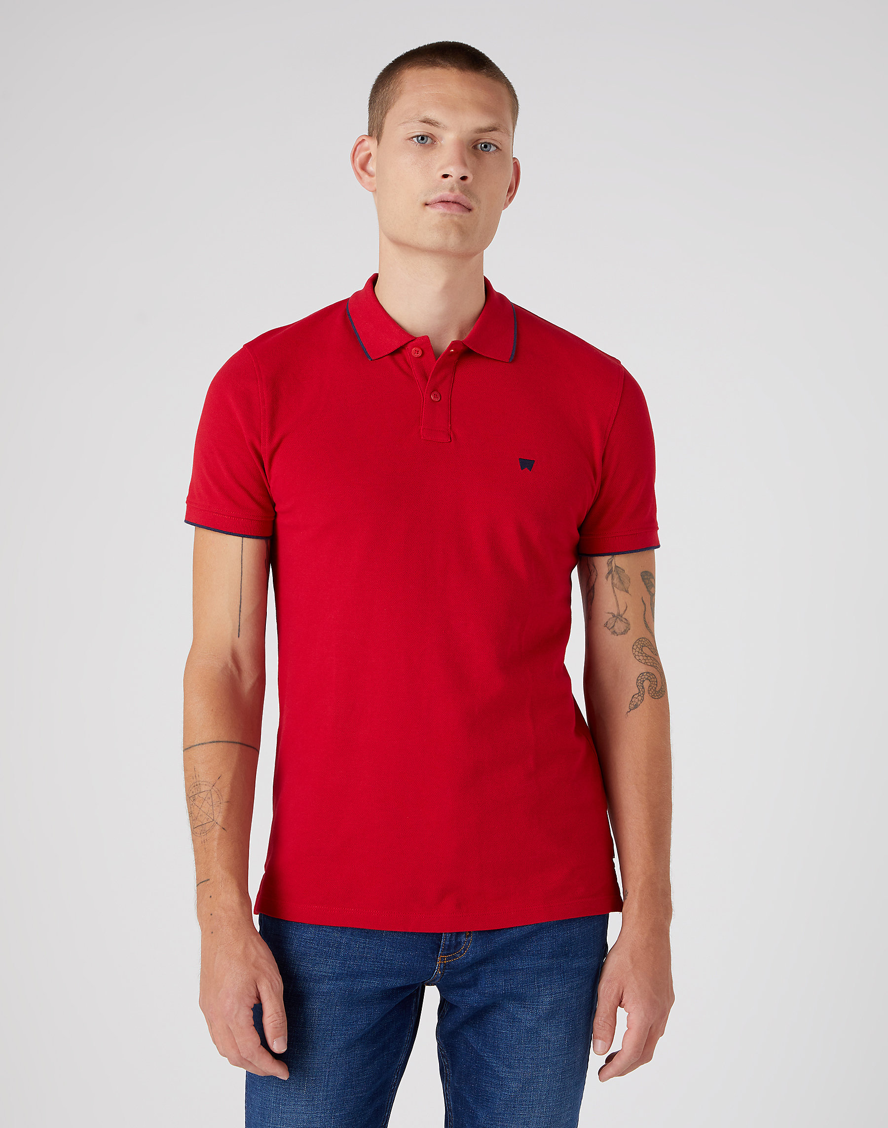 Pánská POLOKOŠILE WRANGLER W7BHK4X47 POLO SHIRT Red Velikost: XL