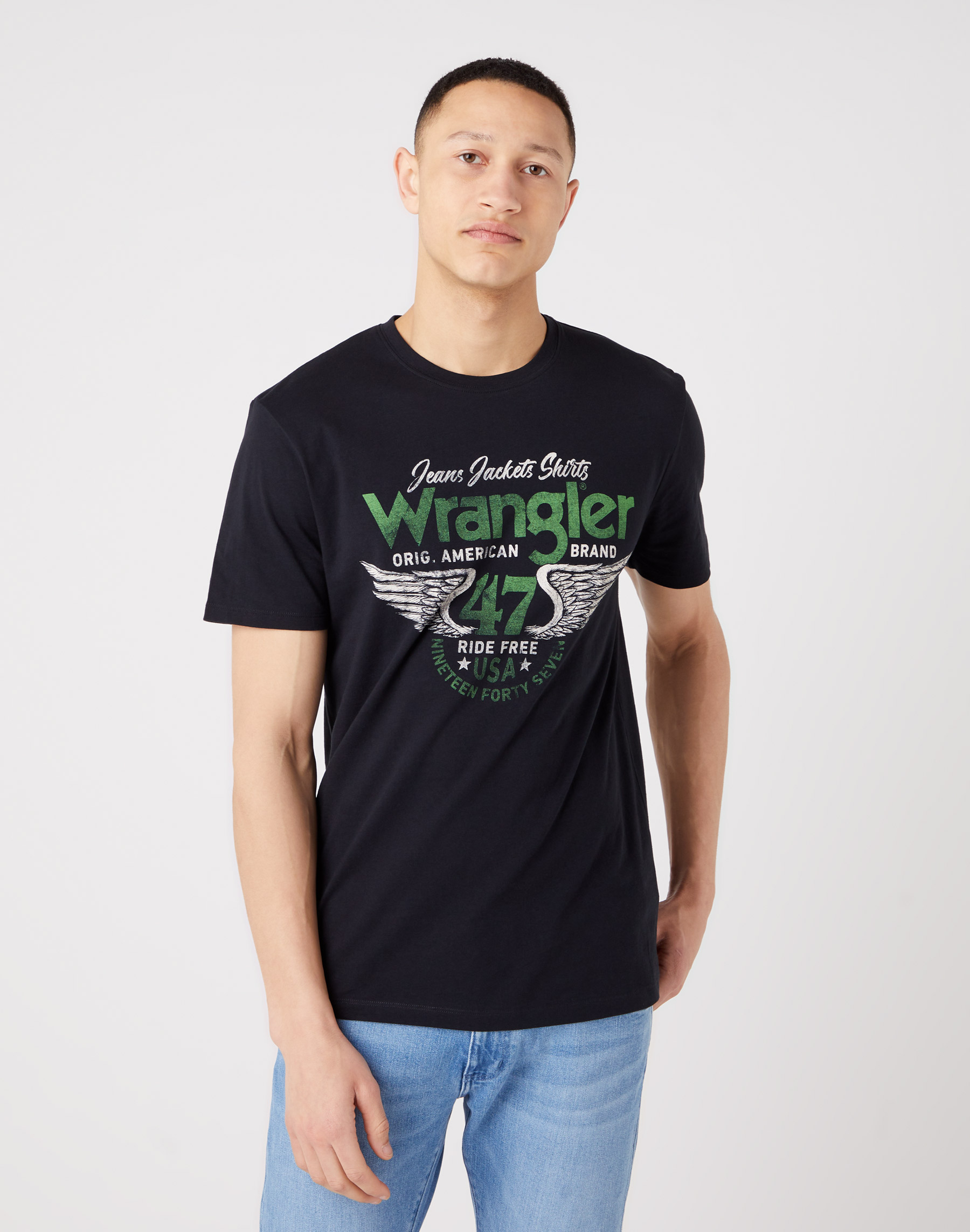 Pánské tričko WRANGLER W70PD3100 AMERICANA TEE Black Velikost: XXXL