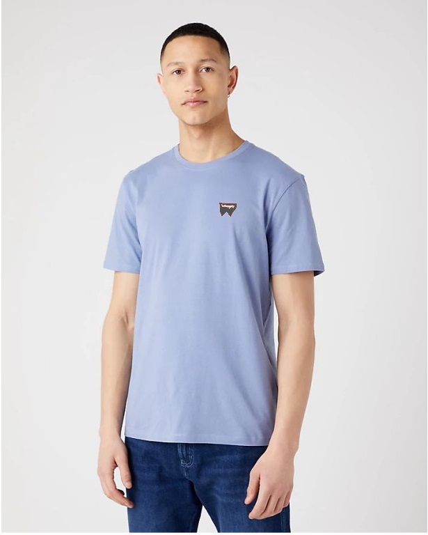 Pánské tričko WRANGLER W70MD3X4Q SIGN OFF TEE Stone Wash Blue Velikost: XXL