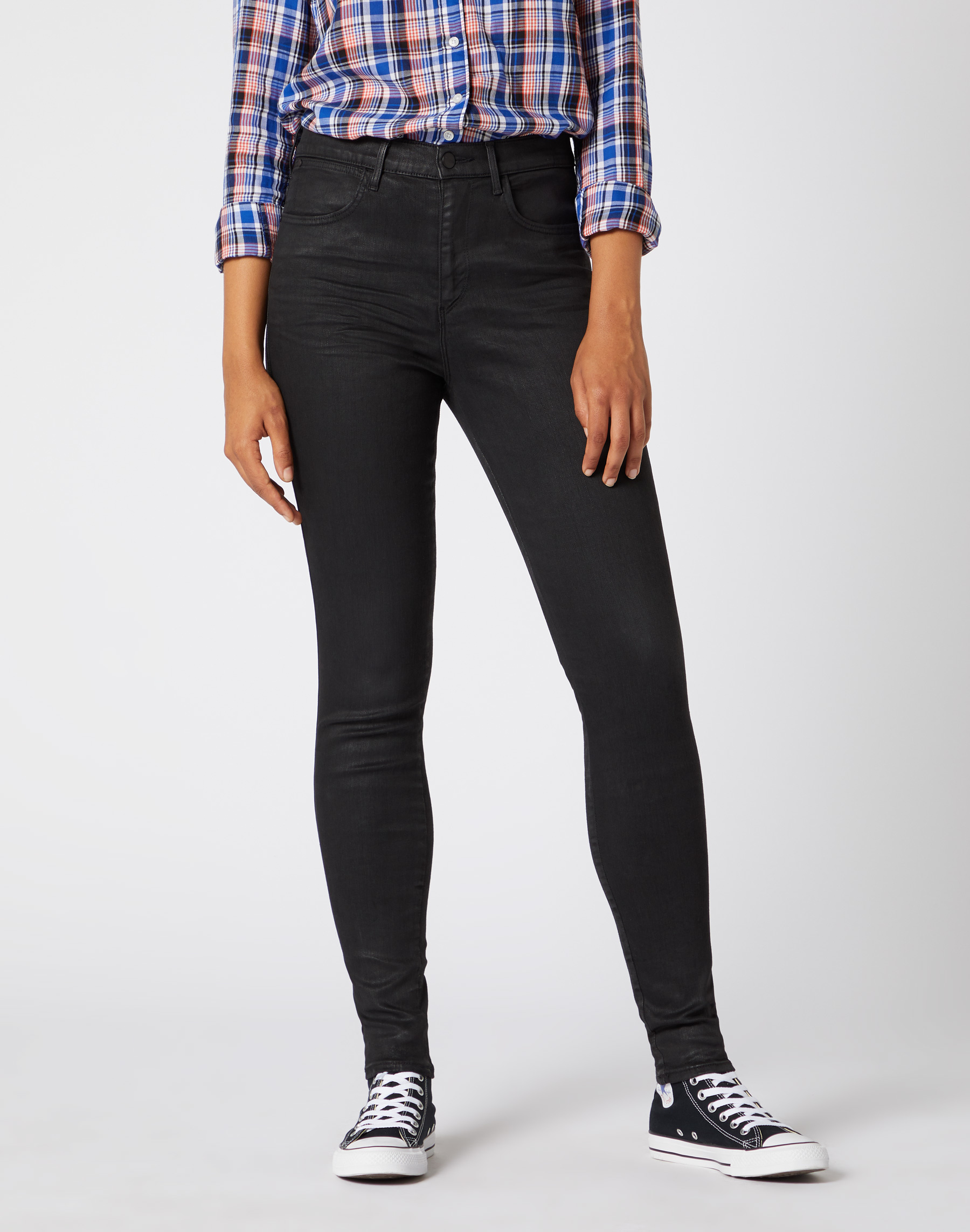 Dámské džíny WRANGLER W27HWT067 HIGH SKINNY STRETCH Coated Black Velikost Pas/Délka: 31/30