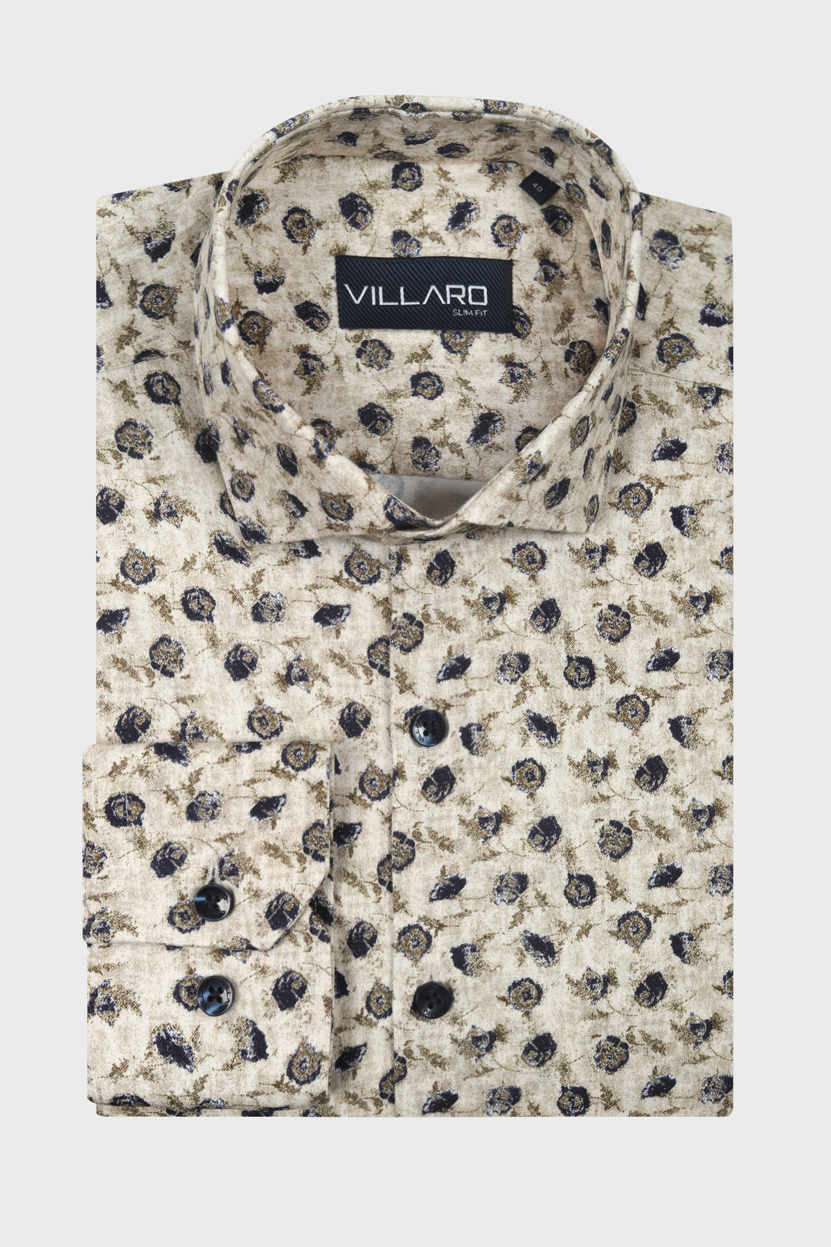 Pánská košile dlouhý rukáv VILLARO by MMER H040DSL Slim Fit vzorovaná PRODLOUŽENÁ Velikost: 44
