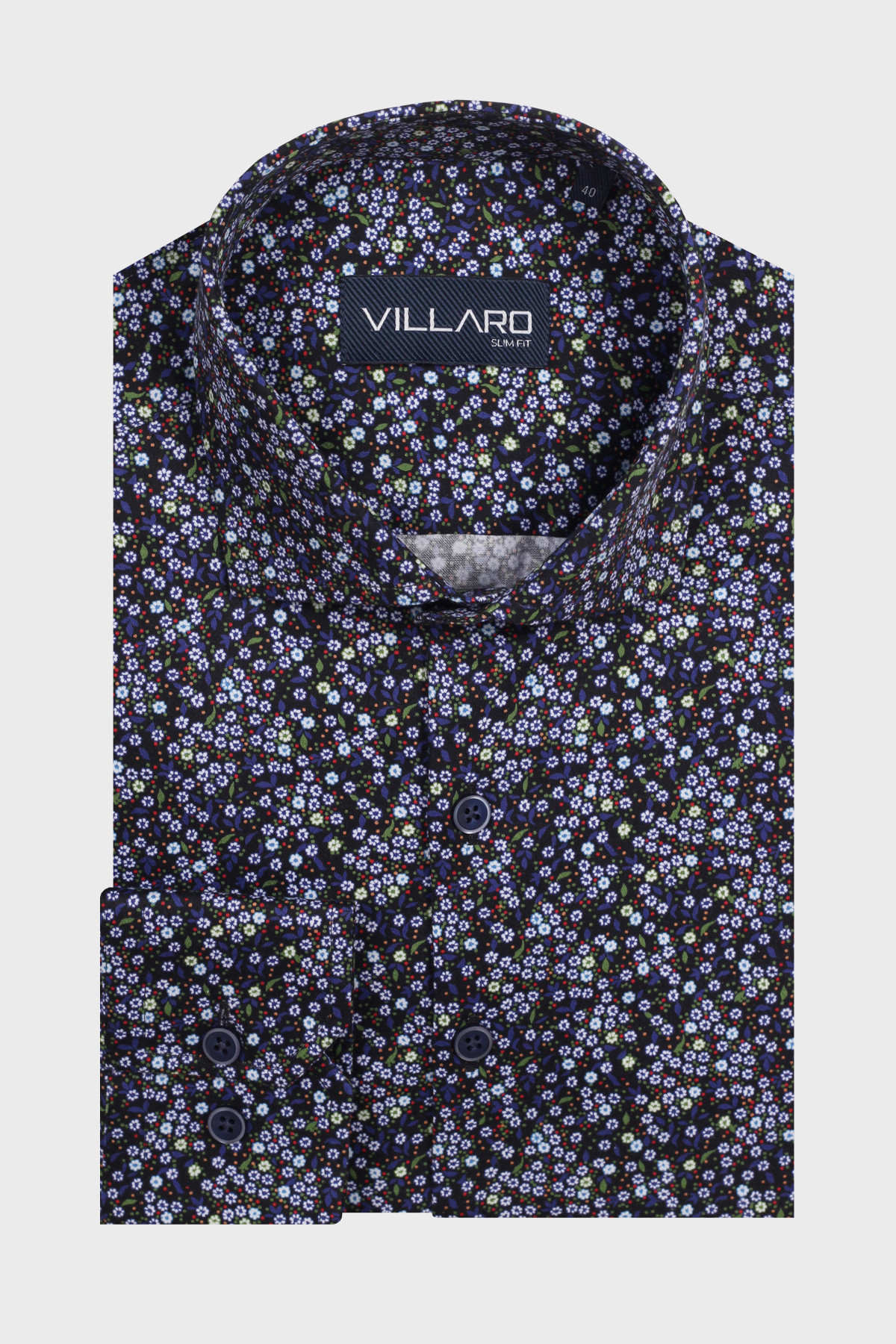 Pánská košile dlouhý rukáv VILLARO by MMER H004 Regular Fit vzorovaná prodloužená Velikost: 47