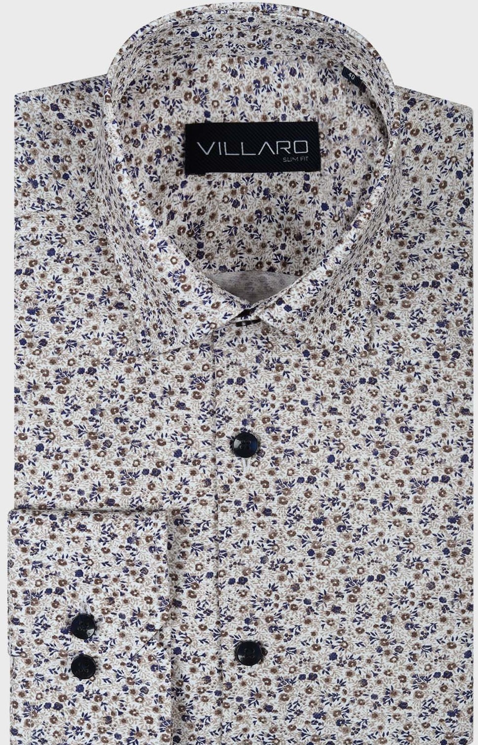 Pánská košile dlouhý rukáv VILLARO by MMER H150 Slim Fit vzorovaná Velikost: 39