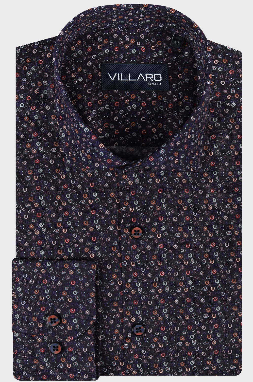 Pánská košile dlouhý rukáv VILLARO by MMER H042DSL Slim Fit vzorovaná Velikost: 43
