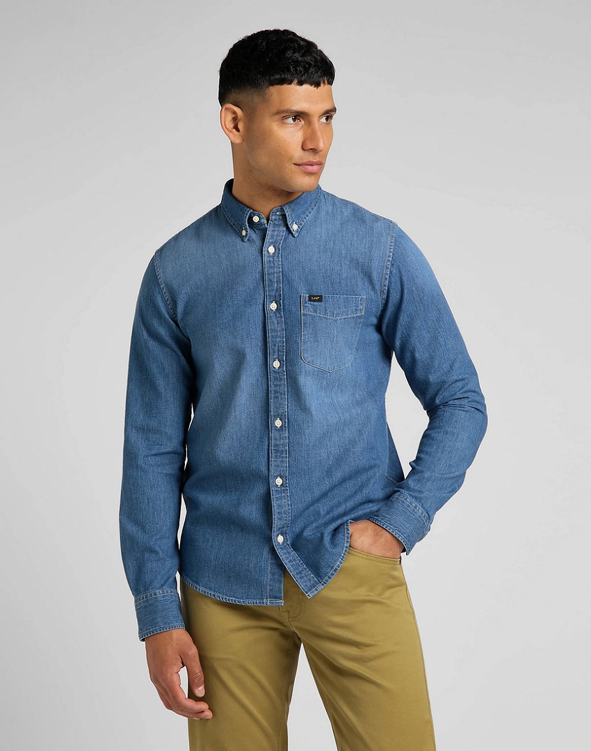 Pánská džínová košile LEE L880CUQK BUTTON DOWN Tide Blue Velikost: L