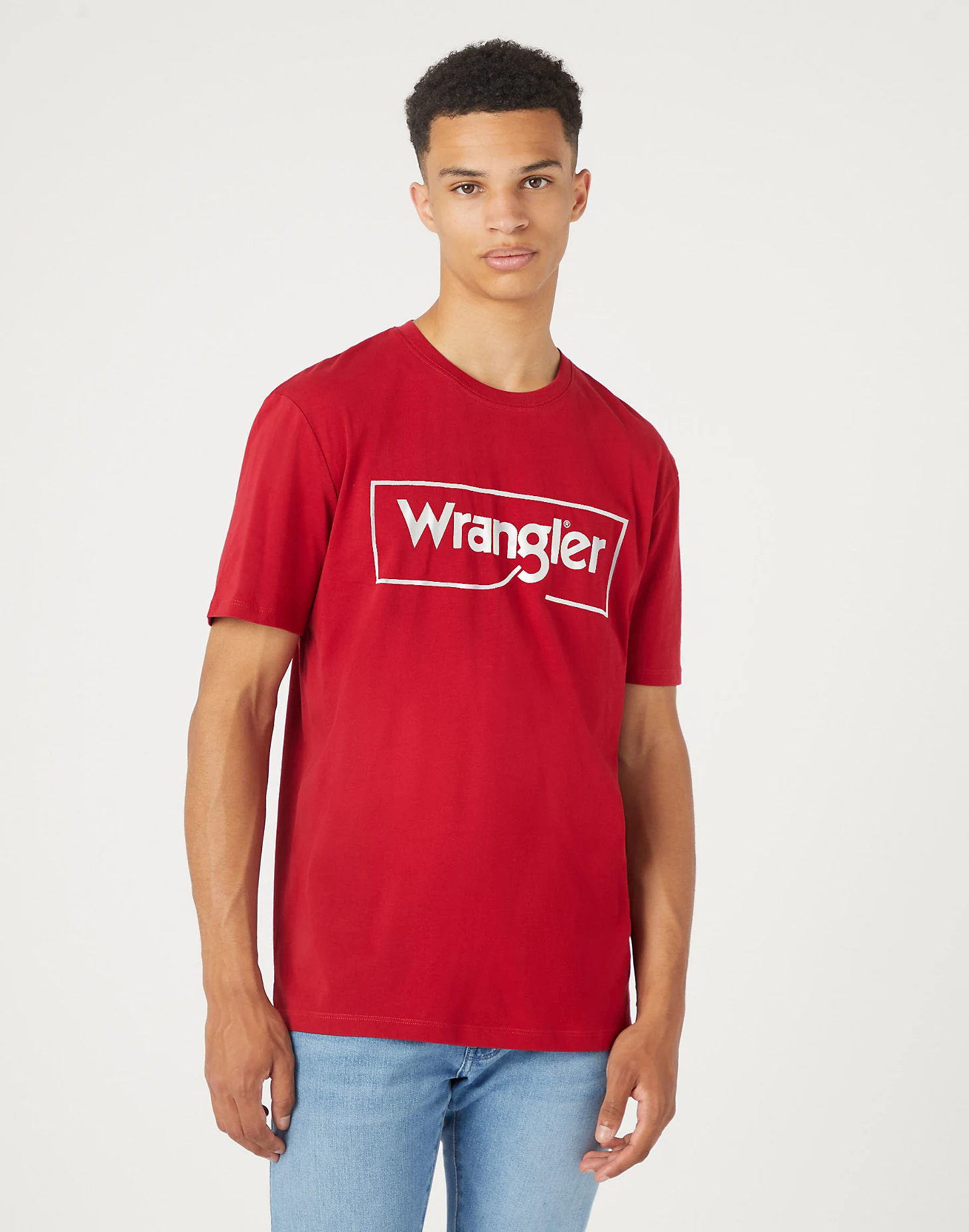 Pánské tričko WRANGLER W70JD3X47 FRAME LOGO TEE Red Velikost: S