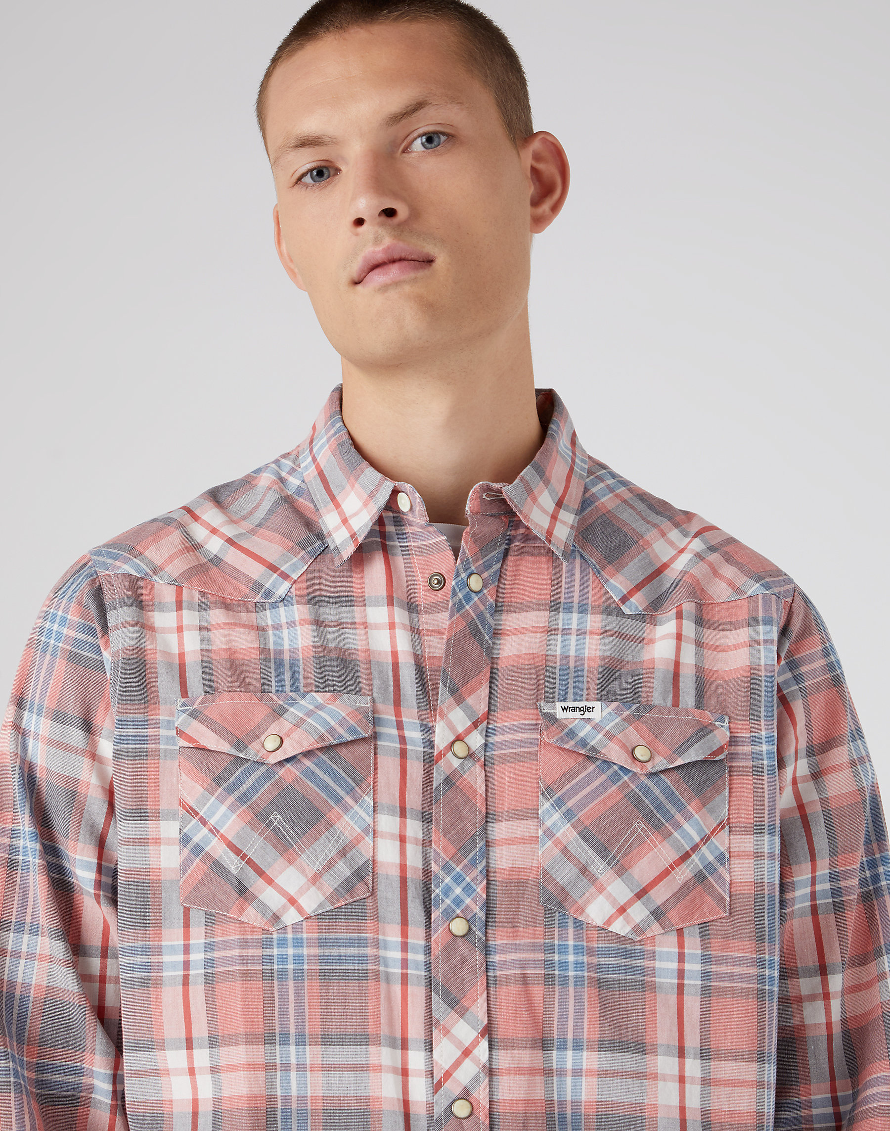 Pánská košile WRANGLER W5H94MXAP WESTERN SHIRT Faded Rose Velikost: L