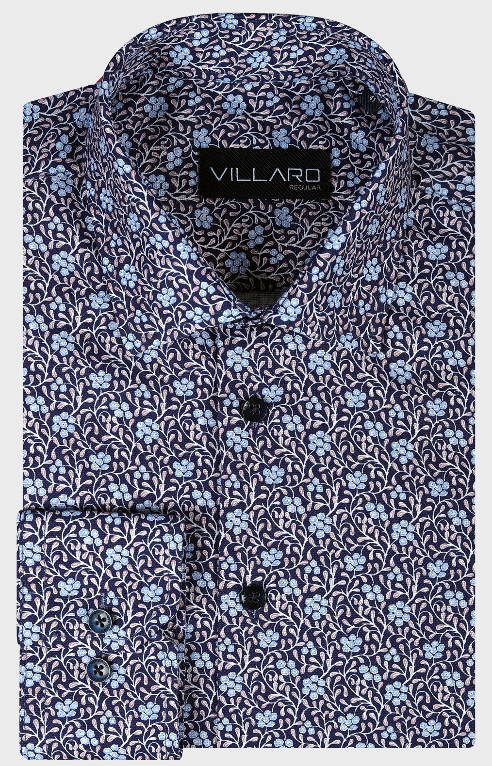 Pánská košile dlouhý rukáv VILLARO by MMER H159DSB Slim Fit vzorovaná Velikost: 38