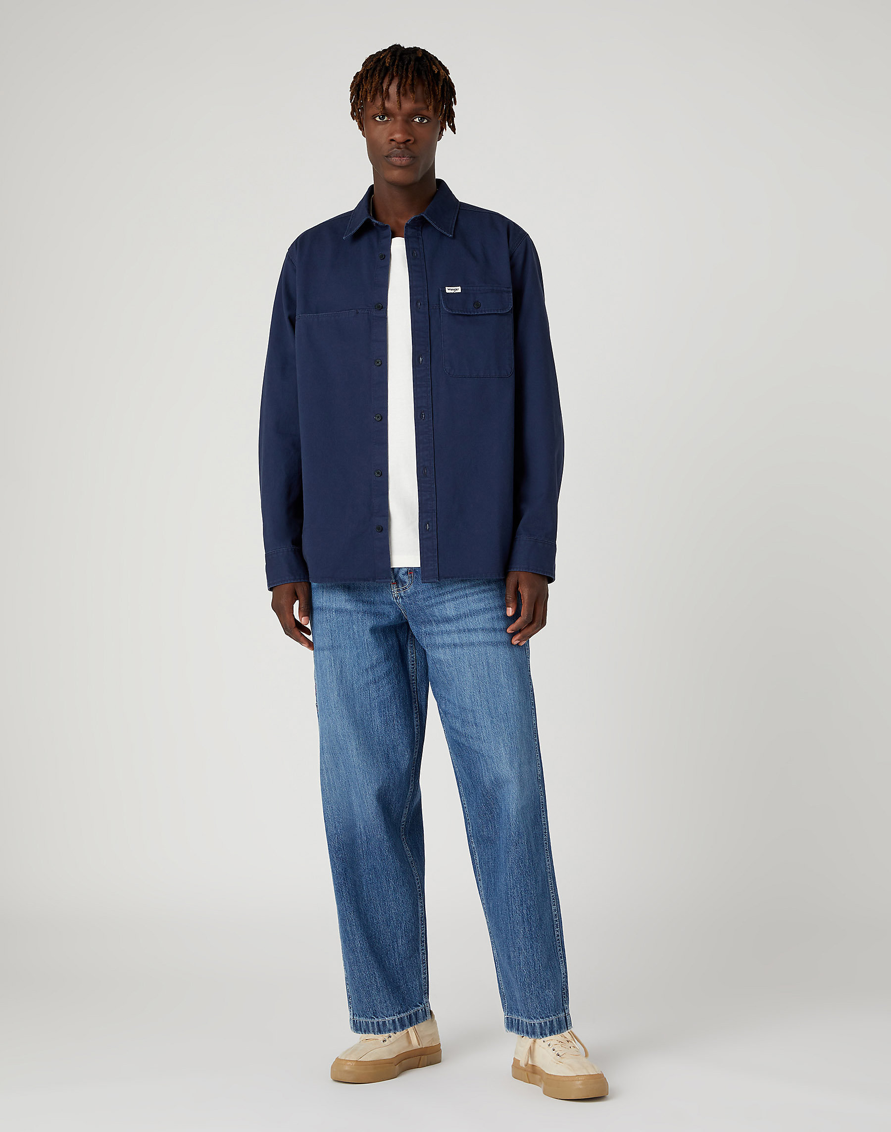 Pánská bundokošile WRANGLER W5G58U114 1 PKT SHACKET NAVY Velikost: XXXL