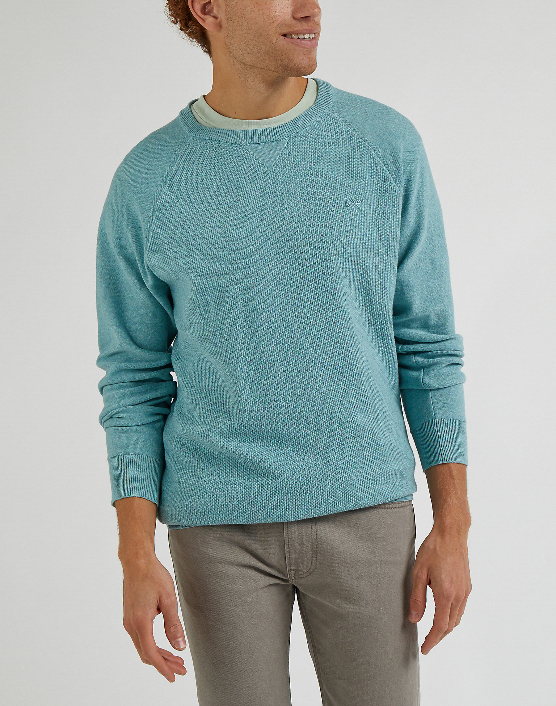 Pánský svetr LEE L83PKH41 RAGLAN CREW KNIT Dusty Jade Velikost: XL