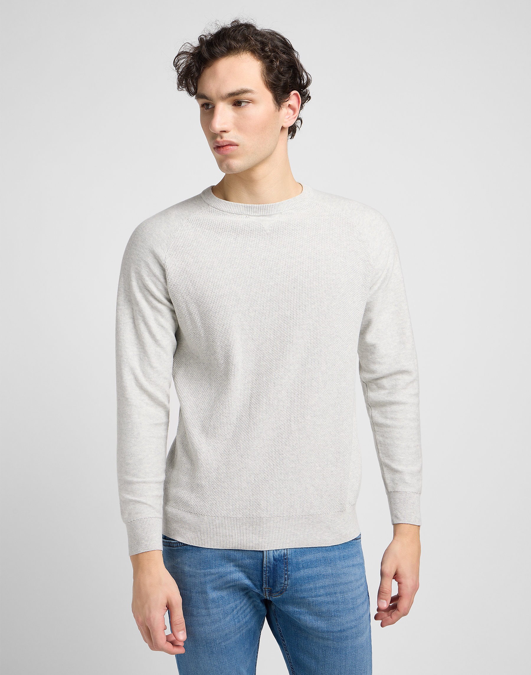 Pánský svetr LEE L83PKHMP 112330668 RAGLAN CREW KNIT Grey Mele Velikost: L