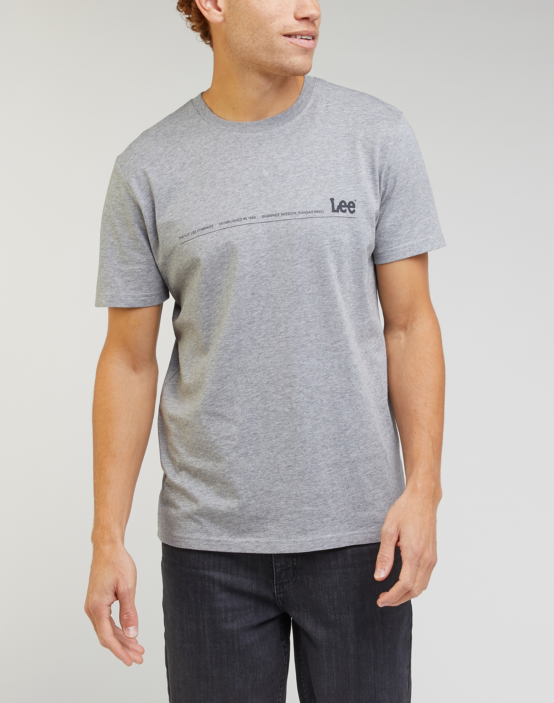 Pánské tričko LEE LL03FQ03 SMALL LOGO TEE Sharp Grey Mele Velikost: XXL