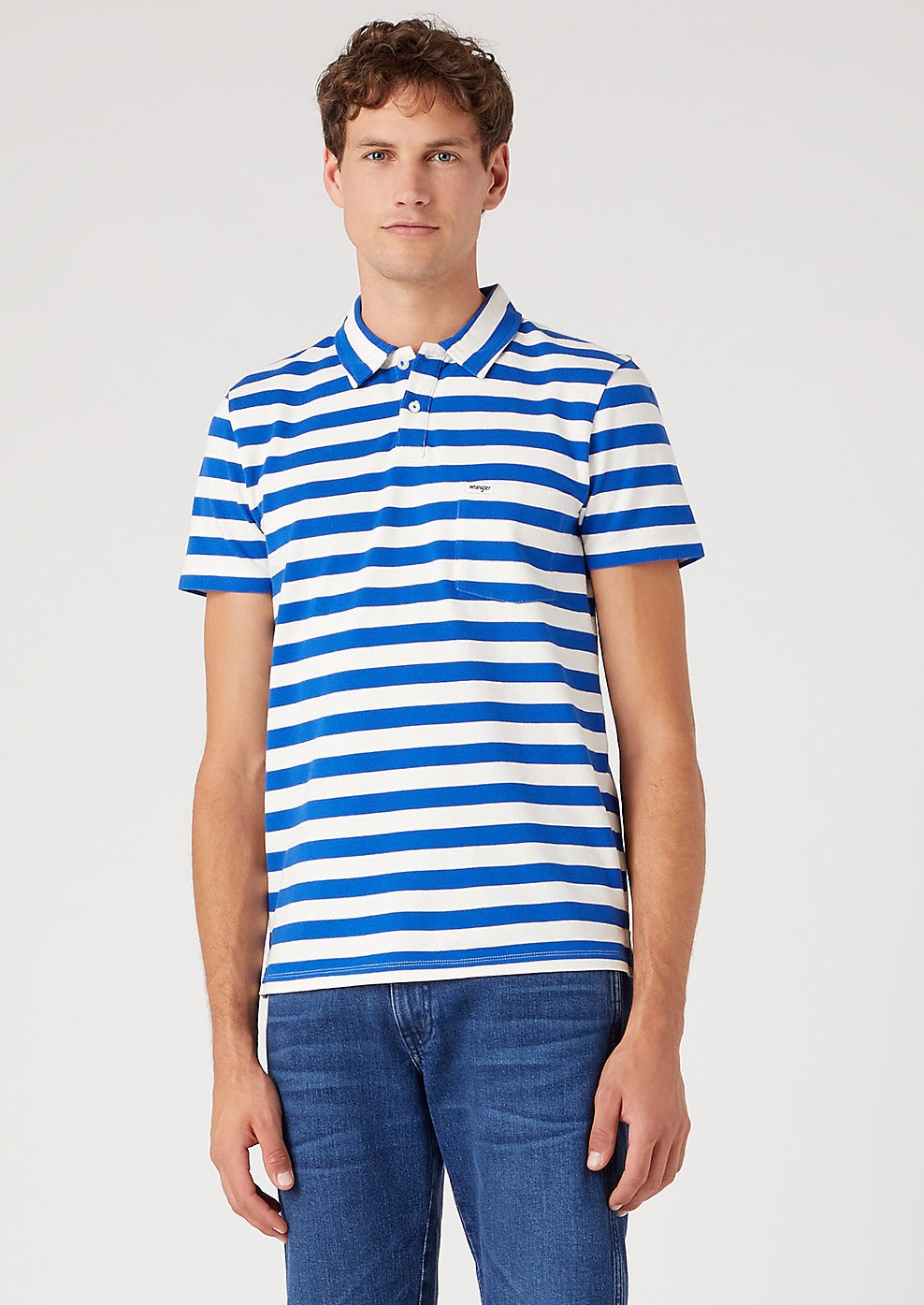 Pánská polokošile WRANGLER W7CGKFX05 STRIPE POLO SHIRT Wrangler Blue Velikost: XXXL