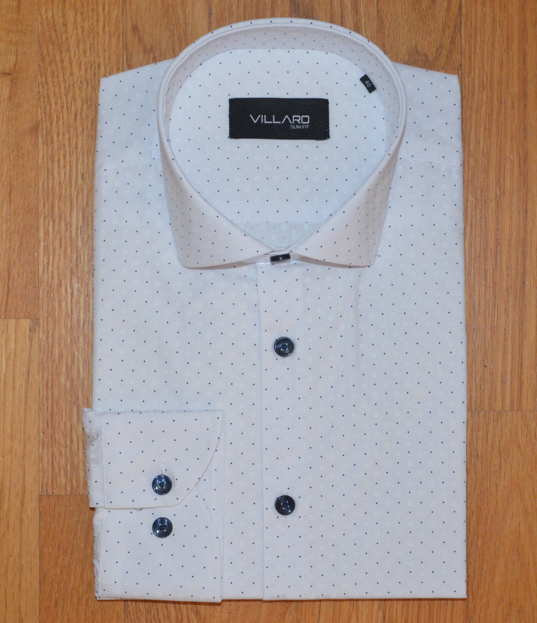 Pánská košile dlouhý rukáv VILLARO by MMER I020DSB Slim Fit Prodloužená Velikost: 40