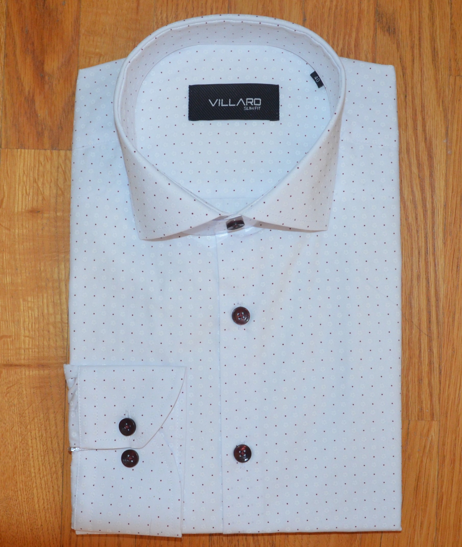 Pánská košile dlouhý rukáv VILLARO by MMER I021DSB Slim Fit Prodloužená Velikost: 40