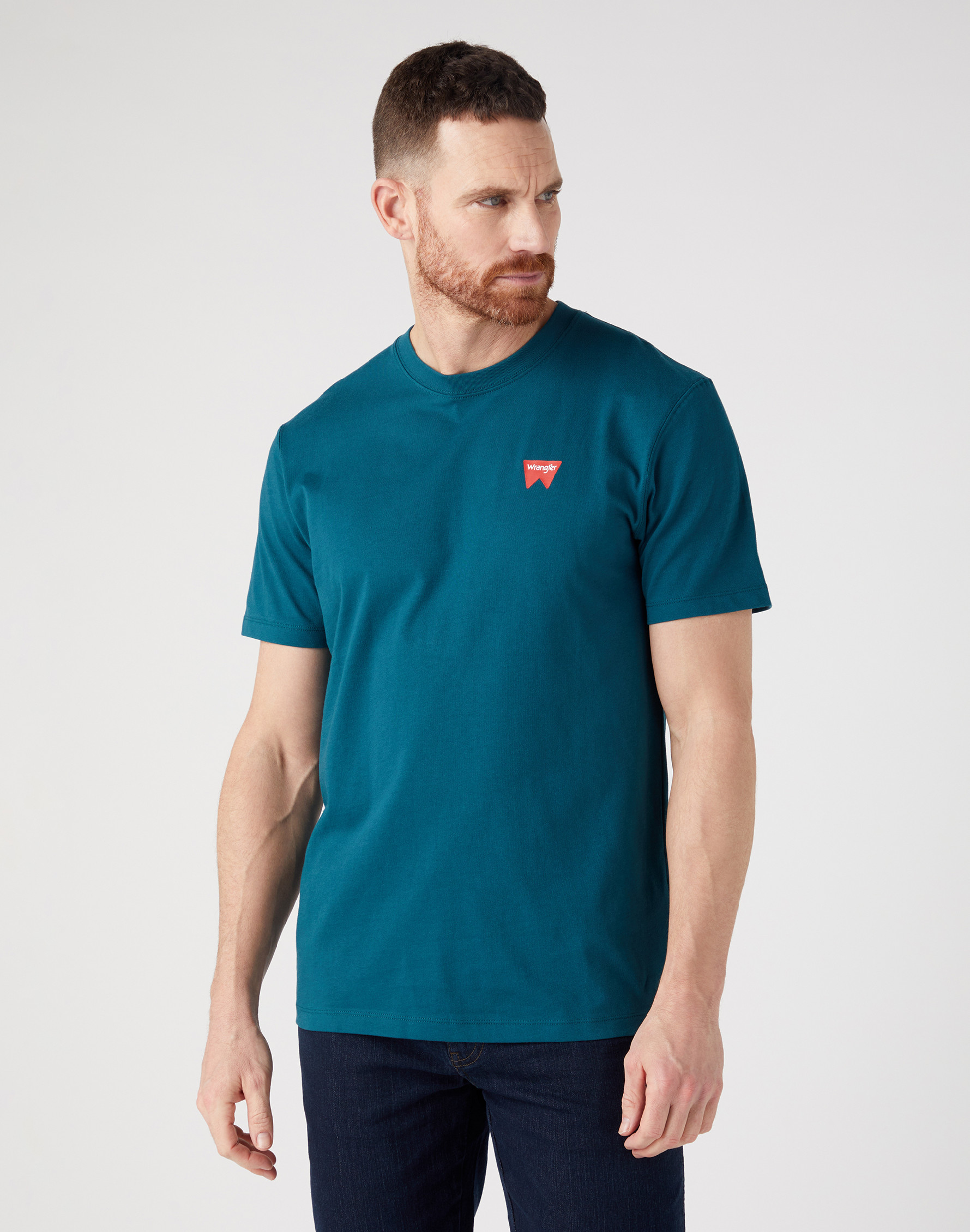 Pánské tričko WRANGLER W70MEEG03 112341130 SIGN OFF TEE Deep Teal Green Velikost: S