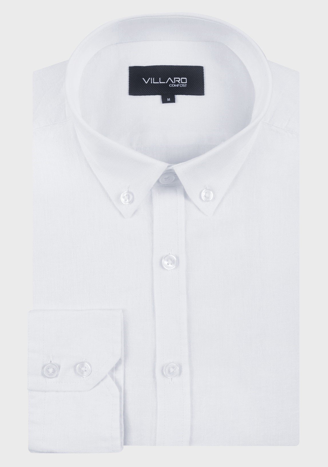 Pánská košile dlouhý rukáv VILLARO by MMER I102BSA bílá lněná Comfort Prodloužená Velikost: XXL