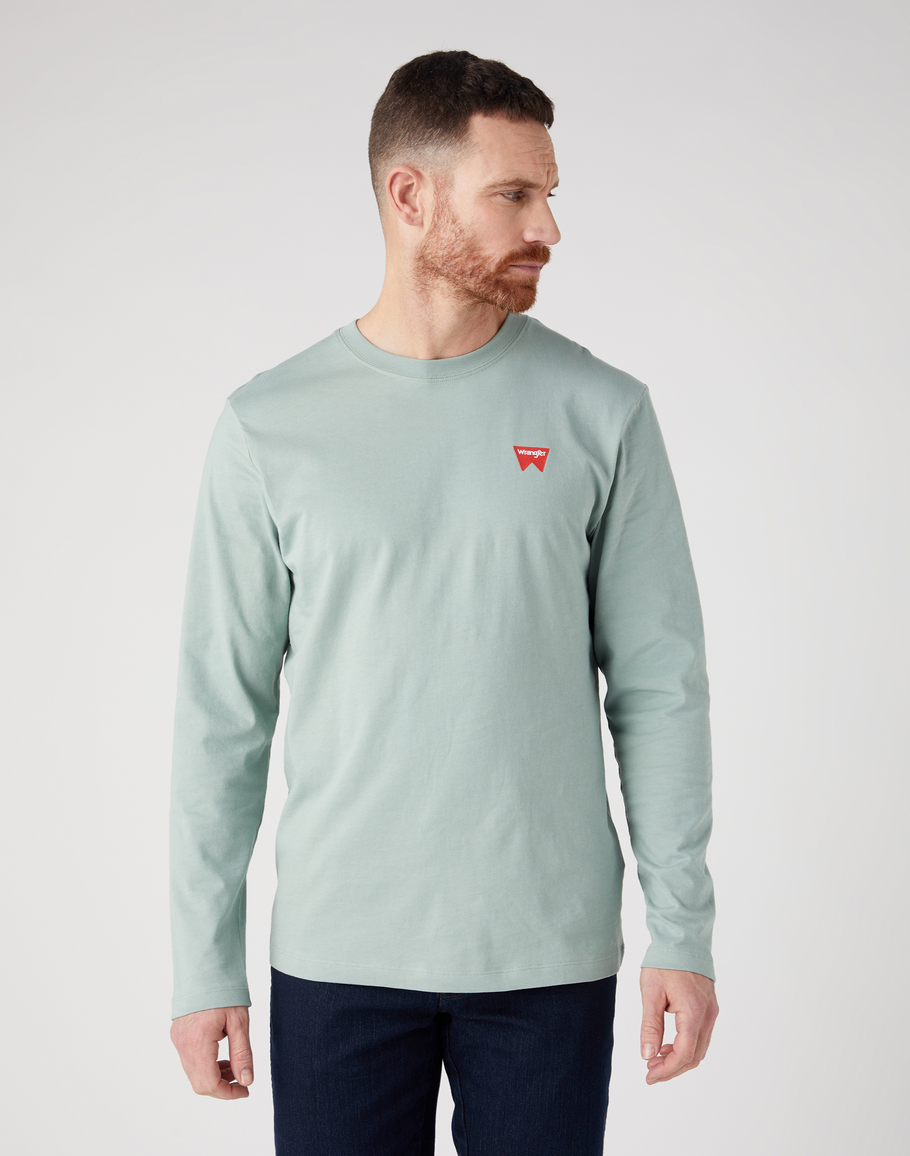 Pánské triko dlouhý rukáv WRANGLER W70KEEG63 112341139 LS SIGN OFF TEE Green Milieu Velikost: M